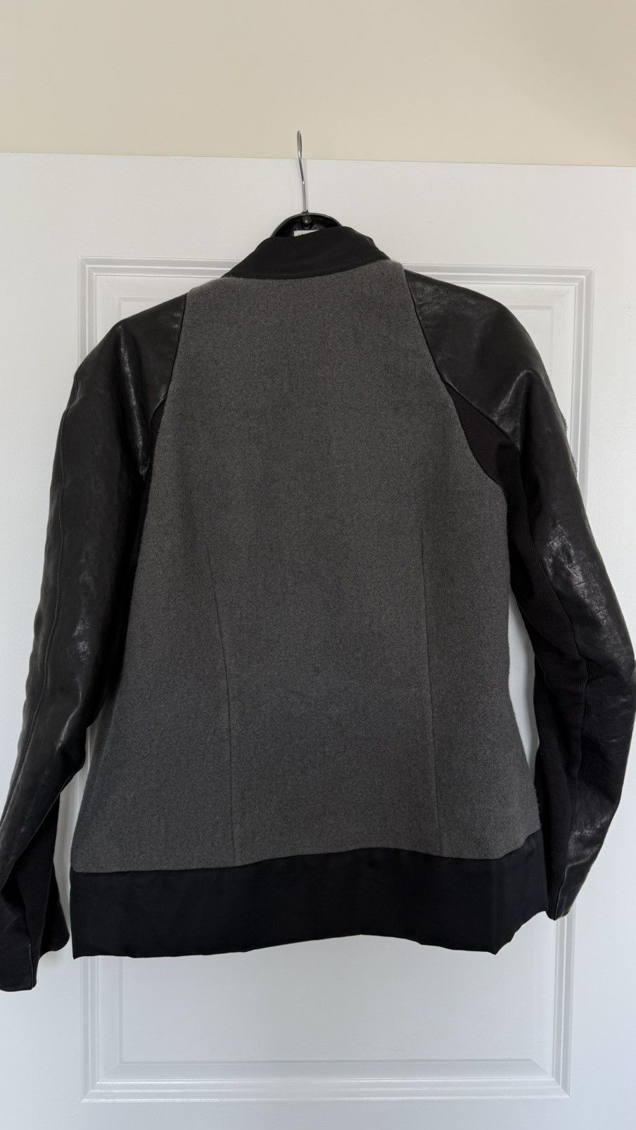 Rick Owens Rick Owens Grey Wool & Black Leather Jacket Size US M / EU 48-50 / 2 - 2 Thumbnail
