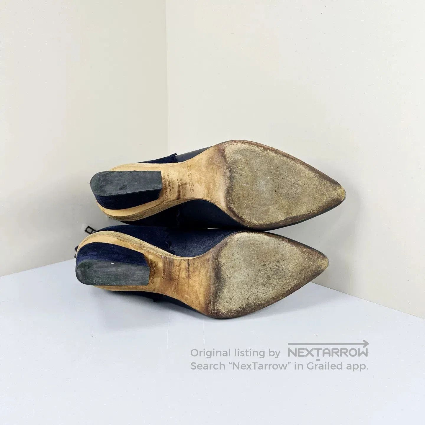 Hermes Hermes Dark Blue Sheepskin Ankle Boots. Size US 5 / IT 35 - 5 Thumbnail