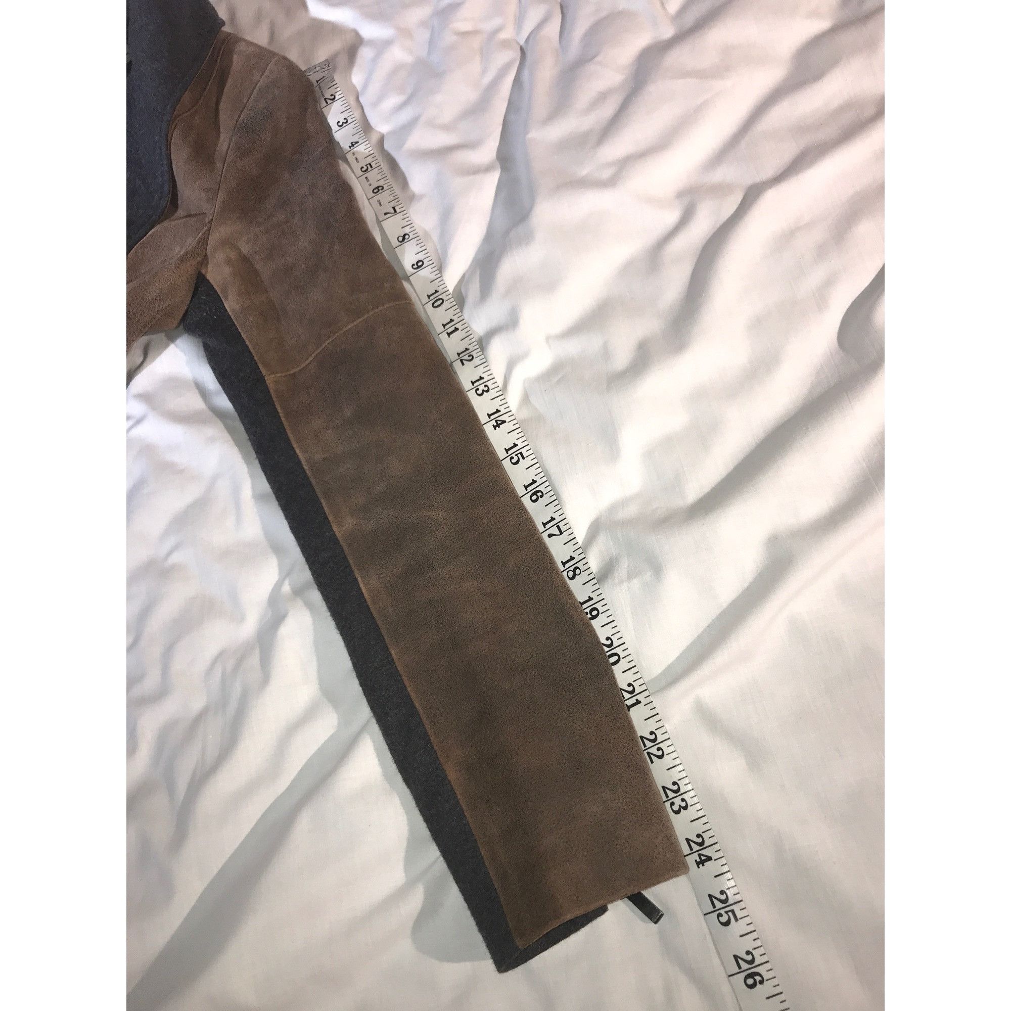 Vintage Worth Women's Brown Leather and Grey Wool Accents Core Coat Size M / US 6-8 / IT 42-44 - 8 Thumbnail