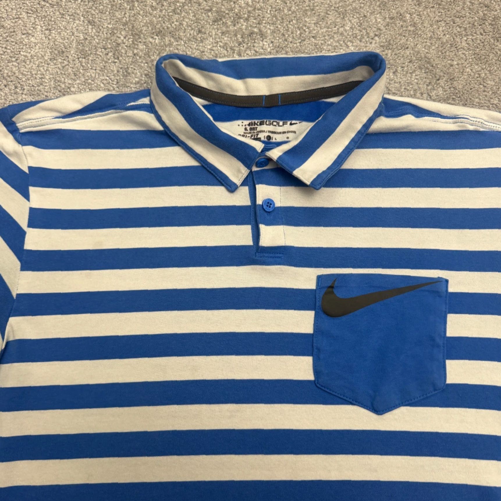 Nike Nike Golf Dri-Fit Polo Shirt Mens L Blue White Striped Short Sleeve Activewear Shirts Size US L / EU 52-54 / 3 - 3 Thumbnail