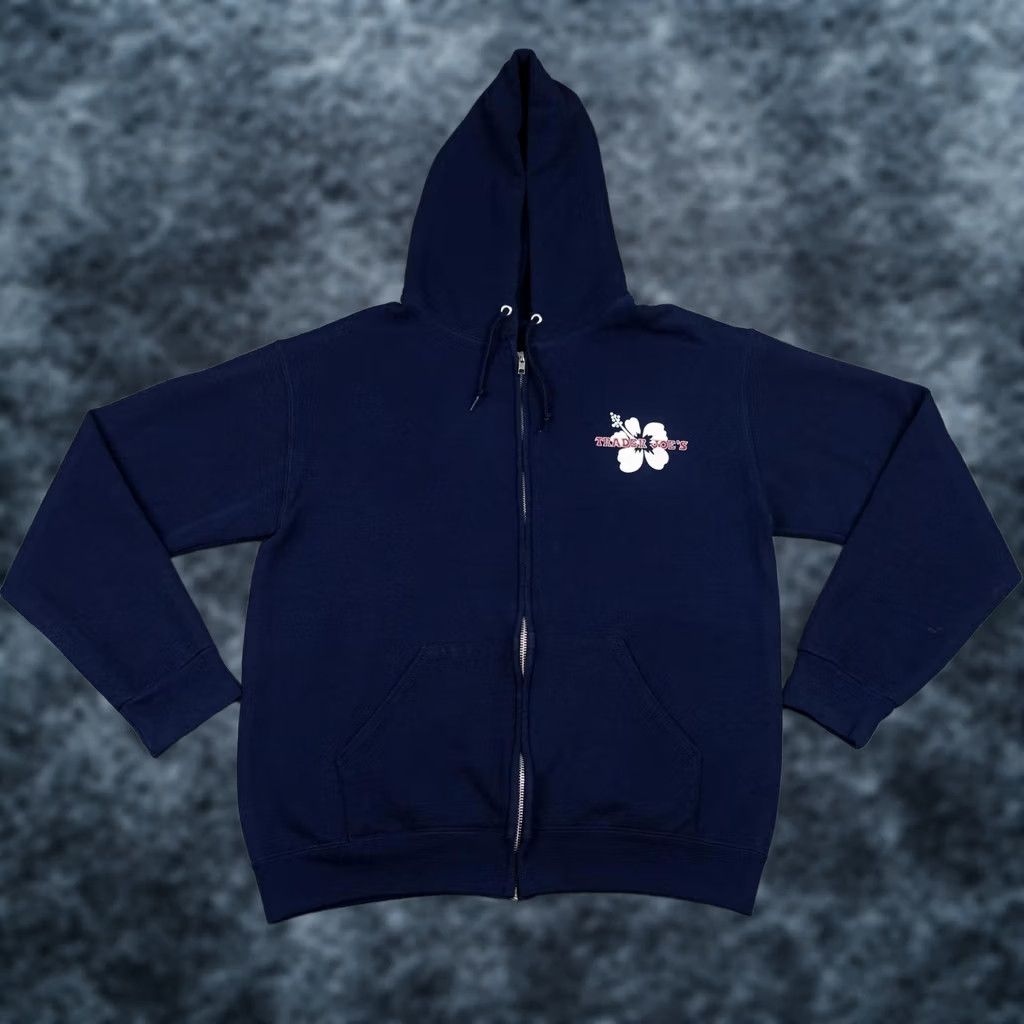 Jerzees JERZEES Hoodie Mens Medium Navy Full Zip Hibiscus Graphic VTG Jerzees Fleece VTG Size US M / EU 48-50 / 2 - 1 Thumbnail