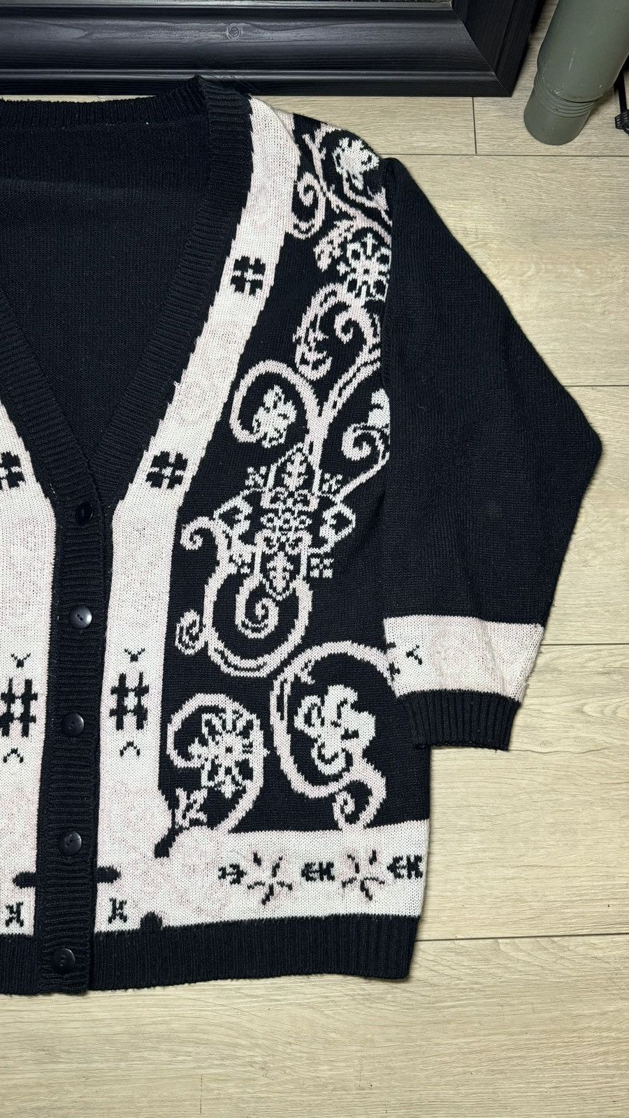 Other Vintage 1990s Gothic / Grunge Pink White Black Cardigan Size L / US 10 / IT 46 - 3 Thumbnail