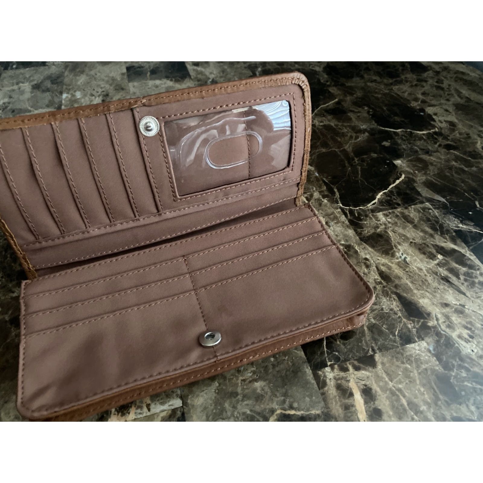 Fossil Fossil Genuine Brown Leather Womens Clutch Wallet Bi Fold Coin Cards Size ONE SIZE - 3 Thumbnail
