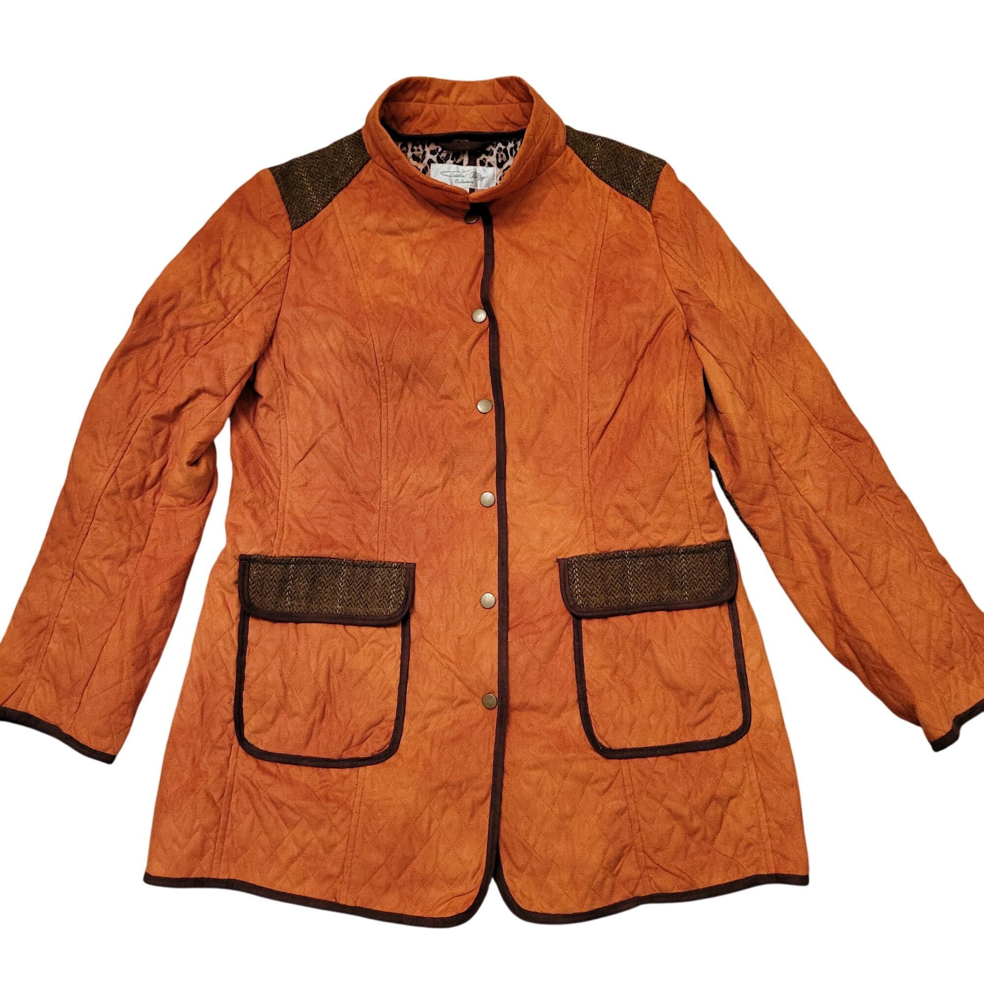 Other Tasha Polizzi Orange Quilted Coat L Leopard Print Lining Bro Size L / US 10 / IT 46 - 2 Thumbnail
