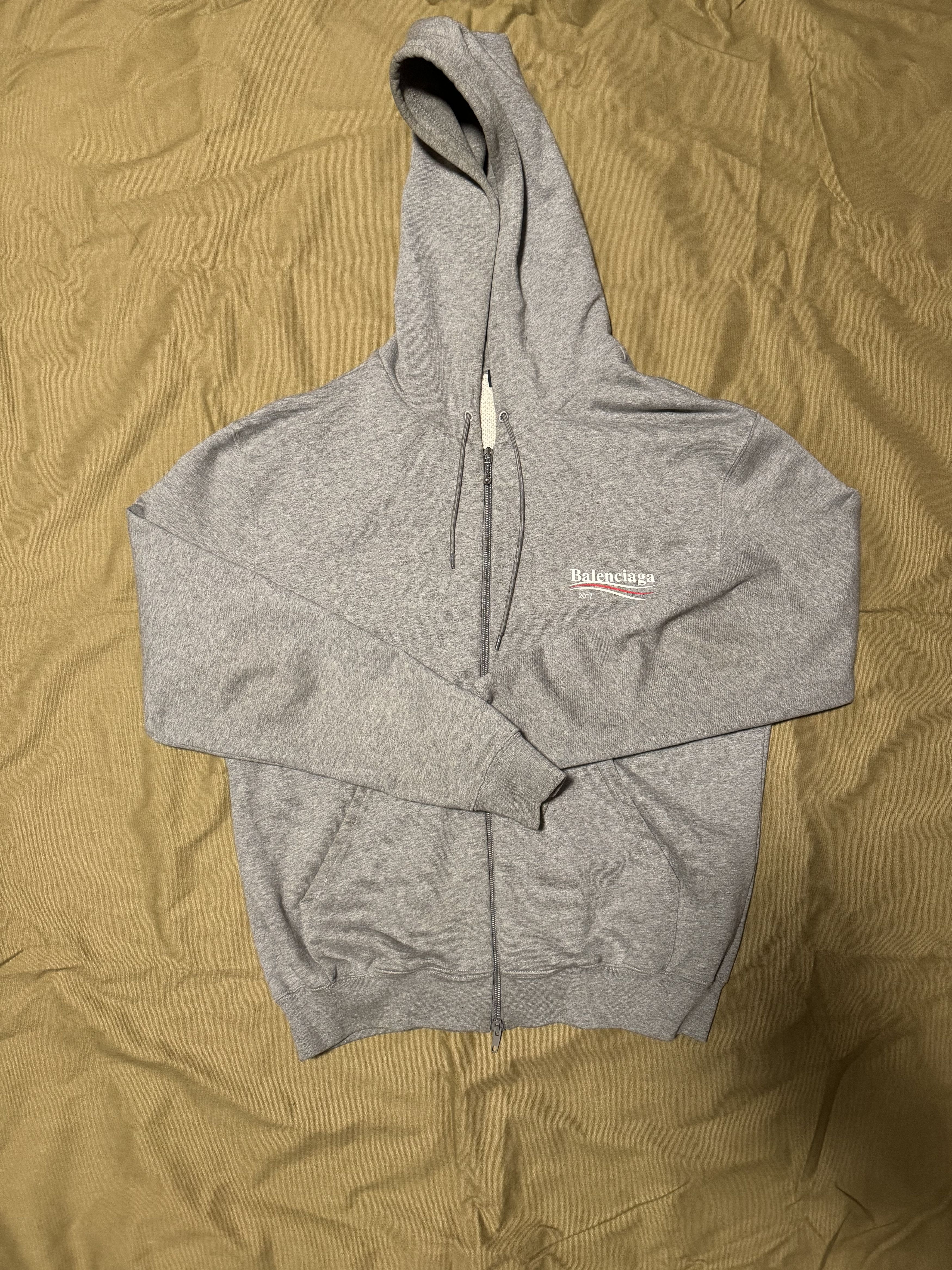 Pre-owned Balenciaga 2017 “campaign” Zip-up Hoodie In Grey