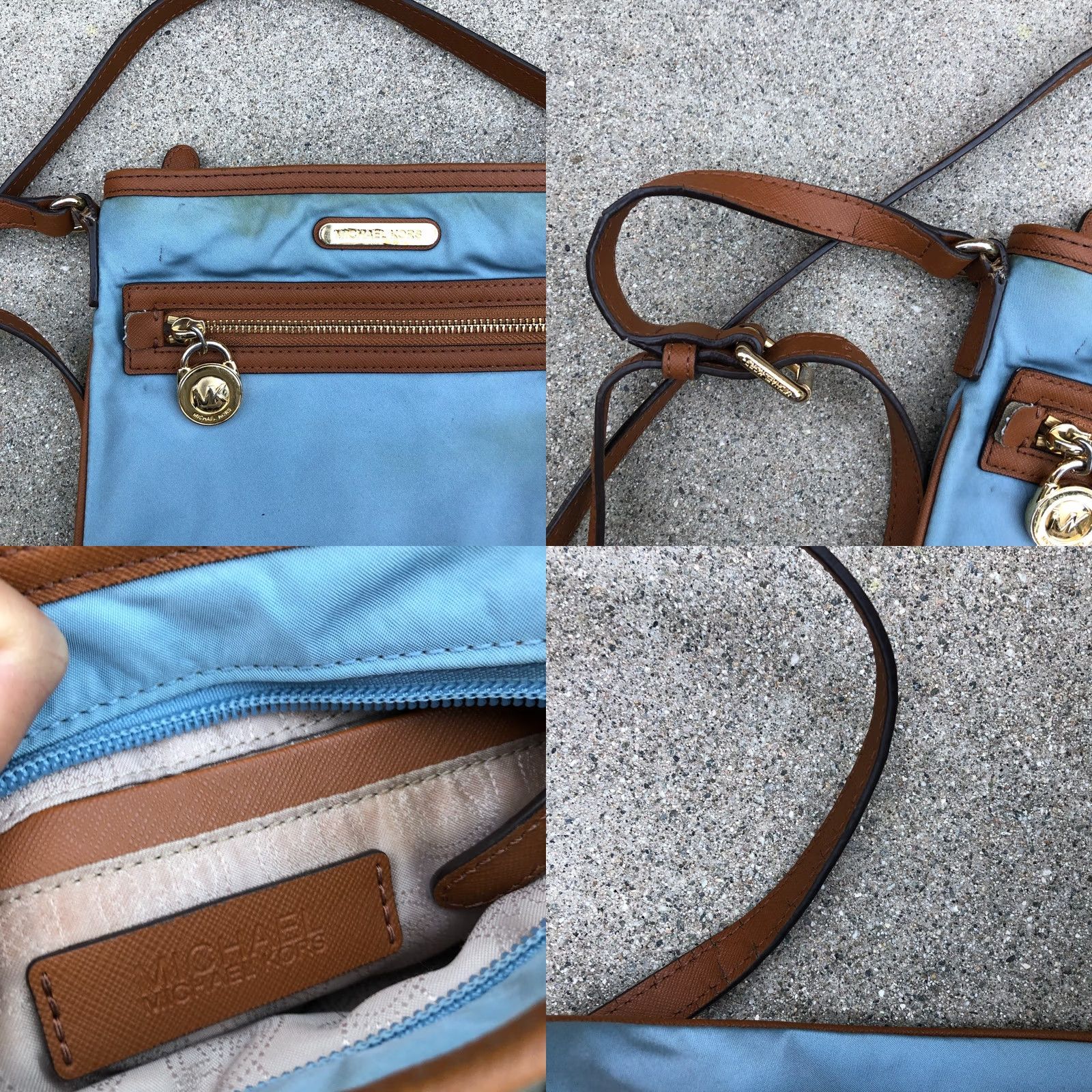 Michael Kors VINTAGE Michael Kors Kempton Crossbody Bag Nylon Blue Purse Zipper Size ONE SIZE - 9 Thumbnail