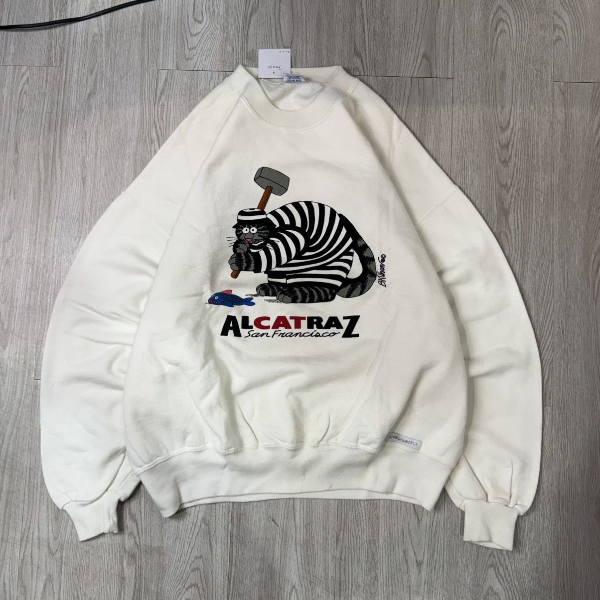 Vintage Vintage Crazy Shirt alCATraz white sweatshirt Size US L / EU 52-54 / 3 - 1 Thumbnail