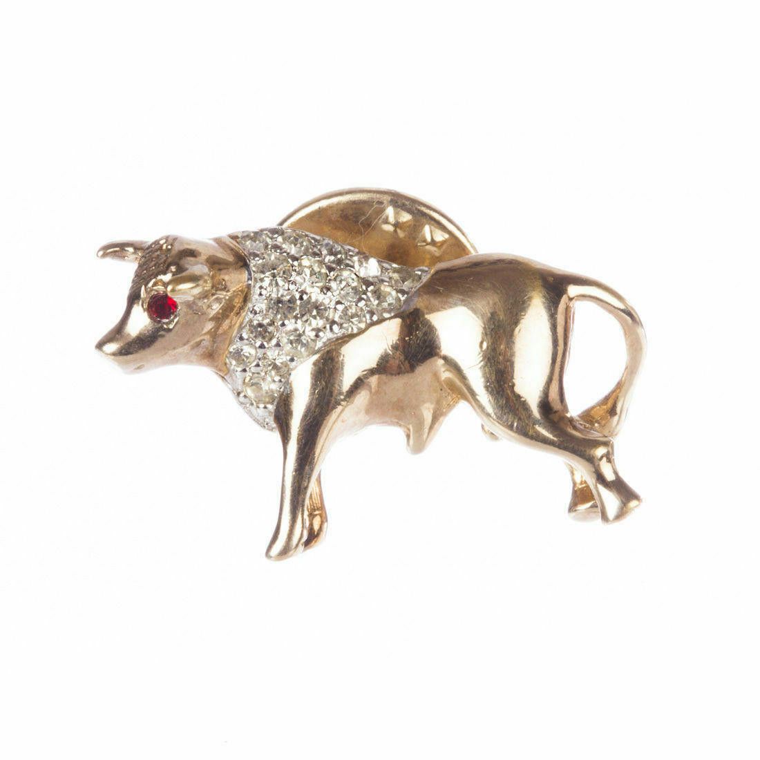 Designer Panetta Rhinestone Bull Pin Size ONE SIZE - 1 Thumbnail