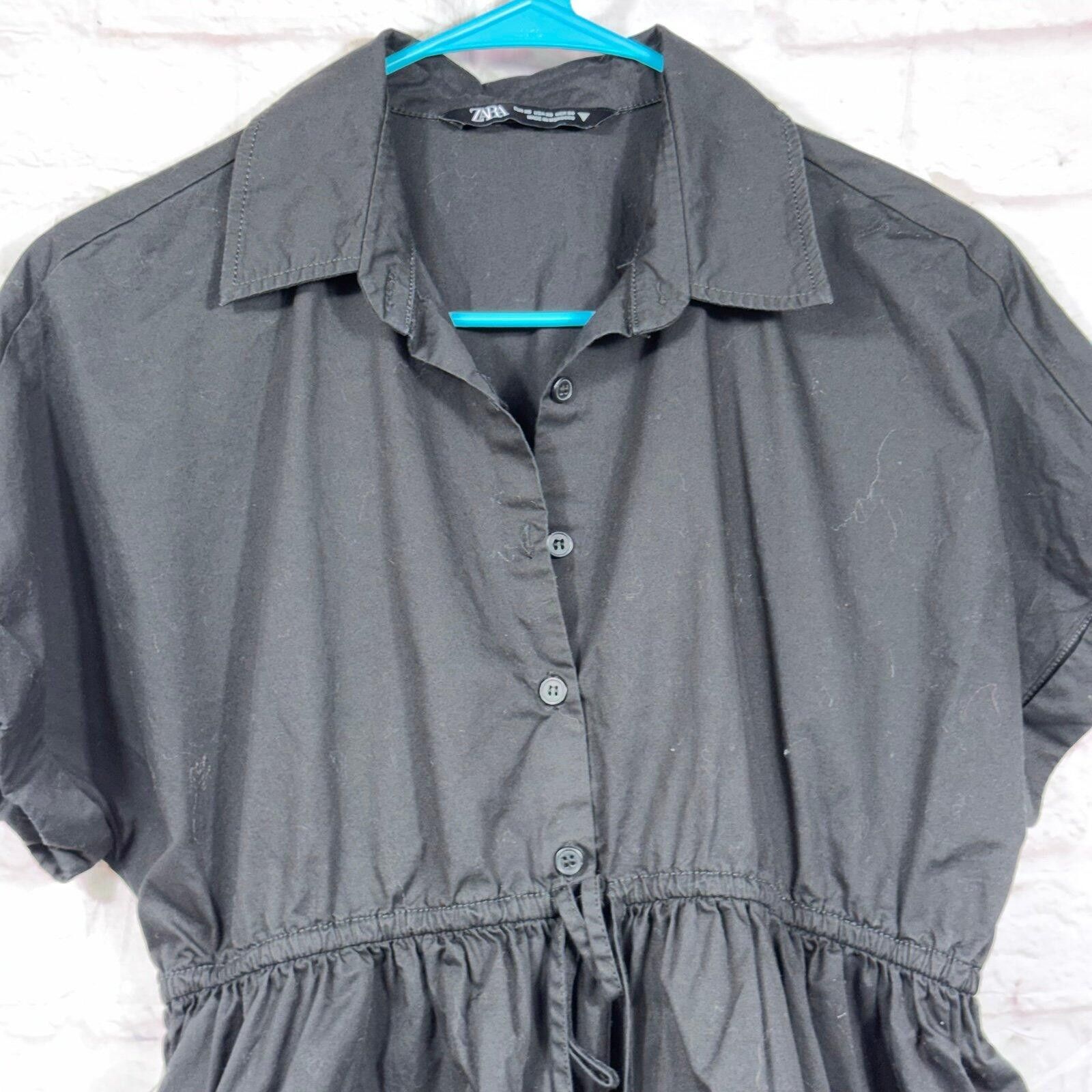 Zara Zara Black Tiered Mini Shirt Dress Womens XS Short Sleeve Size XS / US 0-2 / IT 36-38 - 2 Thumbnail
