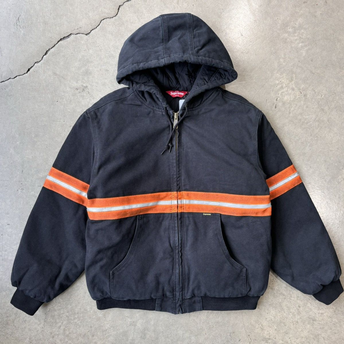 Supreme reflective stripe work jacket online