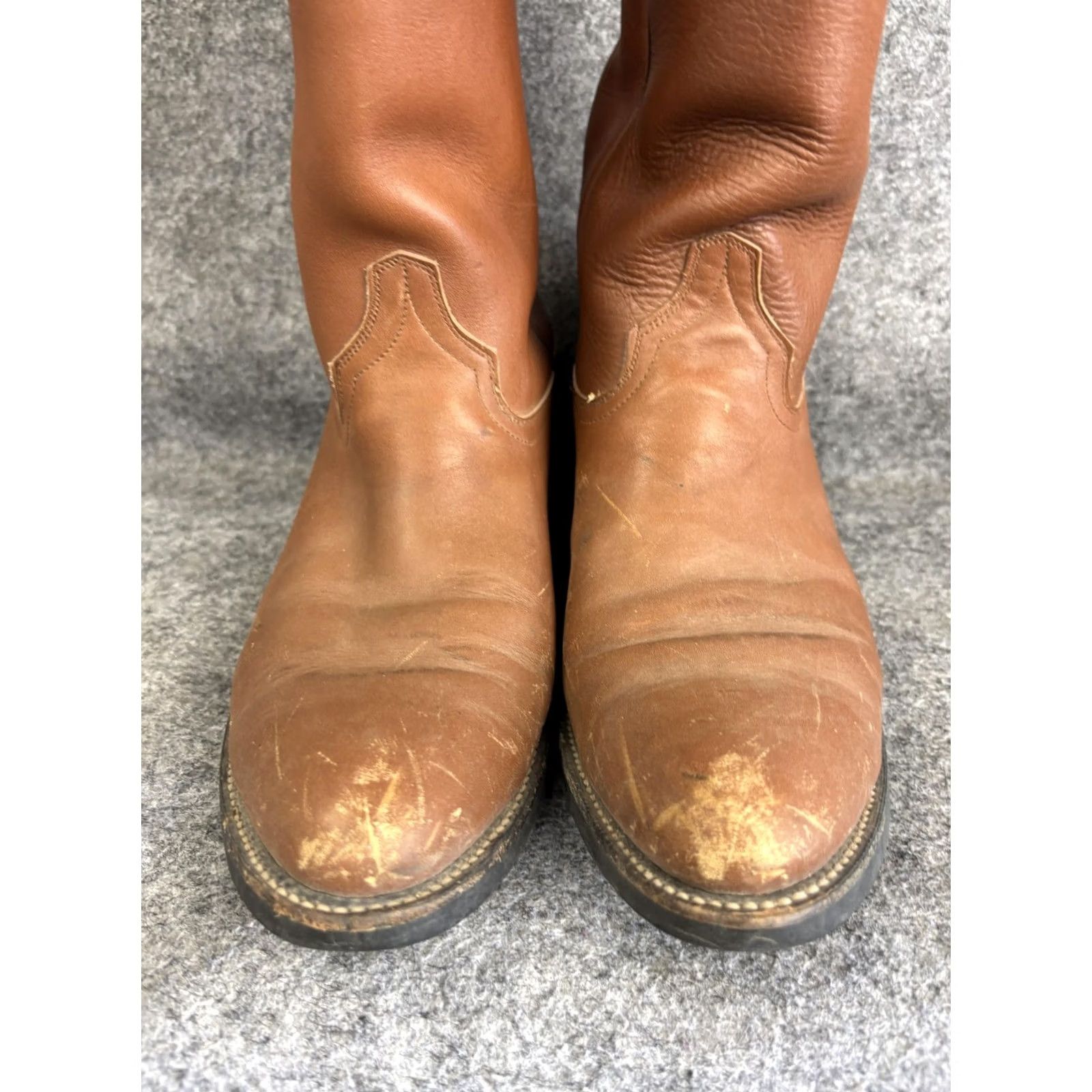 Vintage Cowtown Mens Size 11 Brown Leather Pull On Work Western Boots Oil Resistant Rubber Sole Size US 11 / EU 44 - 2 Thumbnail