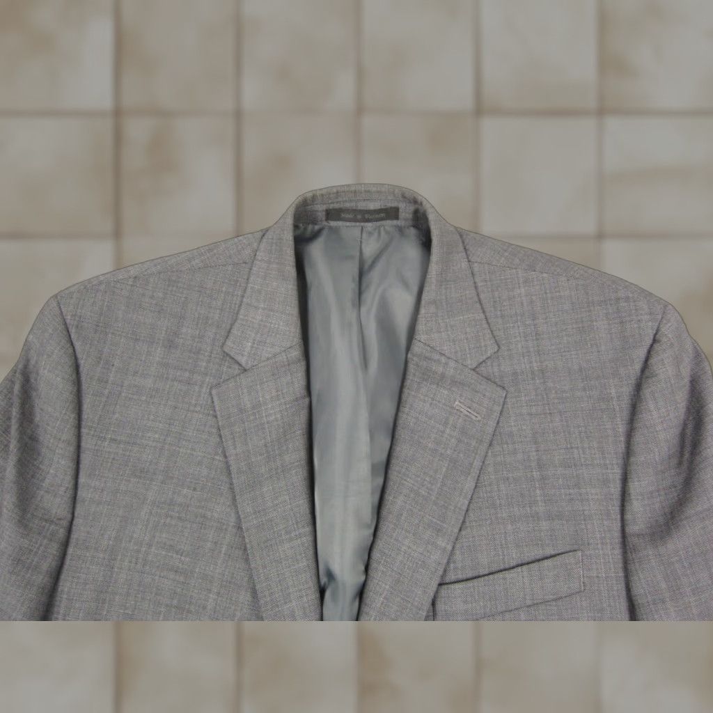 Chaps Chaps Blazer Men 44L Gray Wool Notch 2-Button Single-Breasted Suit Jacket Tuxedo Style Vintage 80s Jacket Coat Short Length - Dry Clean Only Size 44R - 1 Thumbnail