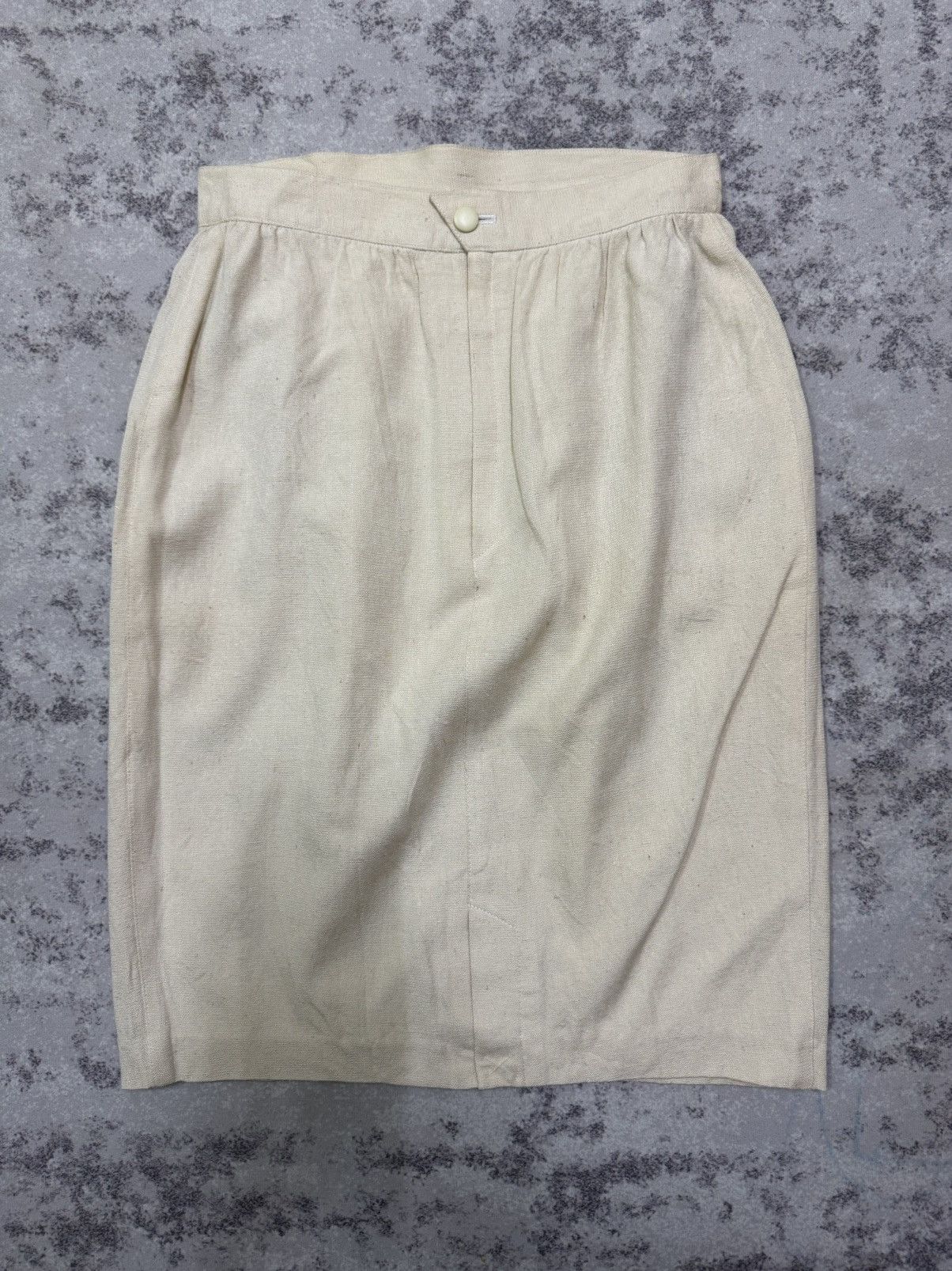Thierry Mugler Vintage Thierry Mugler Linen Blend Cream Pencil Skirt Size 24" / US 00 / IT 34 - 3 Thumbnail
