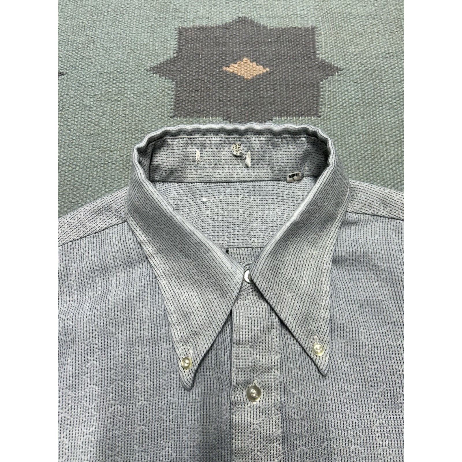 Vintage VINTAGE 70s long sleeve button shirt striped abstract dagger collar XL tall Mens Shirt Size US XL / EU 56 / 4 - 7 Thumbnail