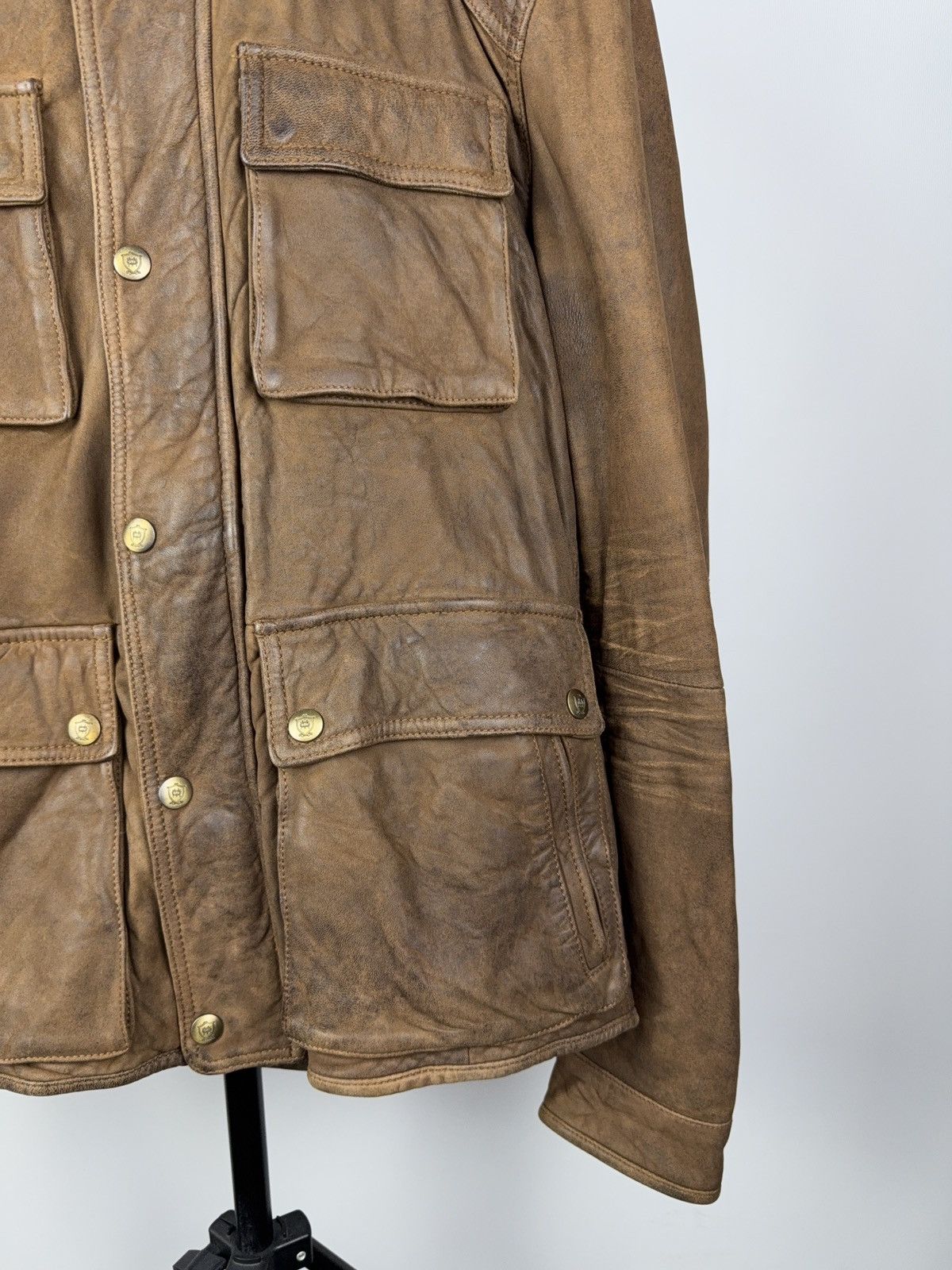 Massimo Dutti Vintage 90s Massimo Dutti Brown Leather Moto Western Jacket Size US L / EU 52-54 / 3 - 4 Thumbnail