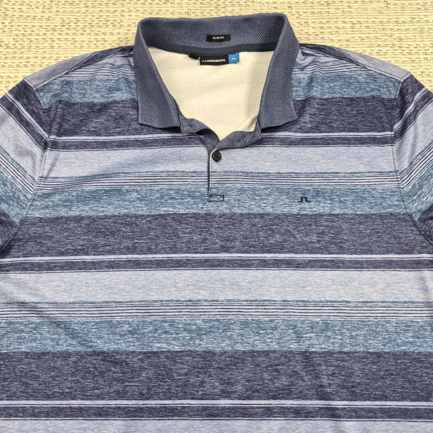 J.Lindeberg J.Lindeberg Polo Shirt Mens Large M Mason Blue Striped Tech Polo Size US L / EU 52-54 / 3 - 2 Thumbnail