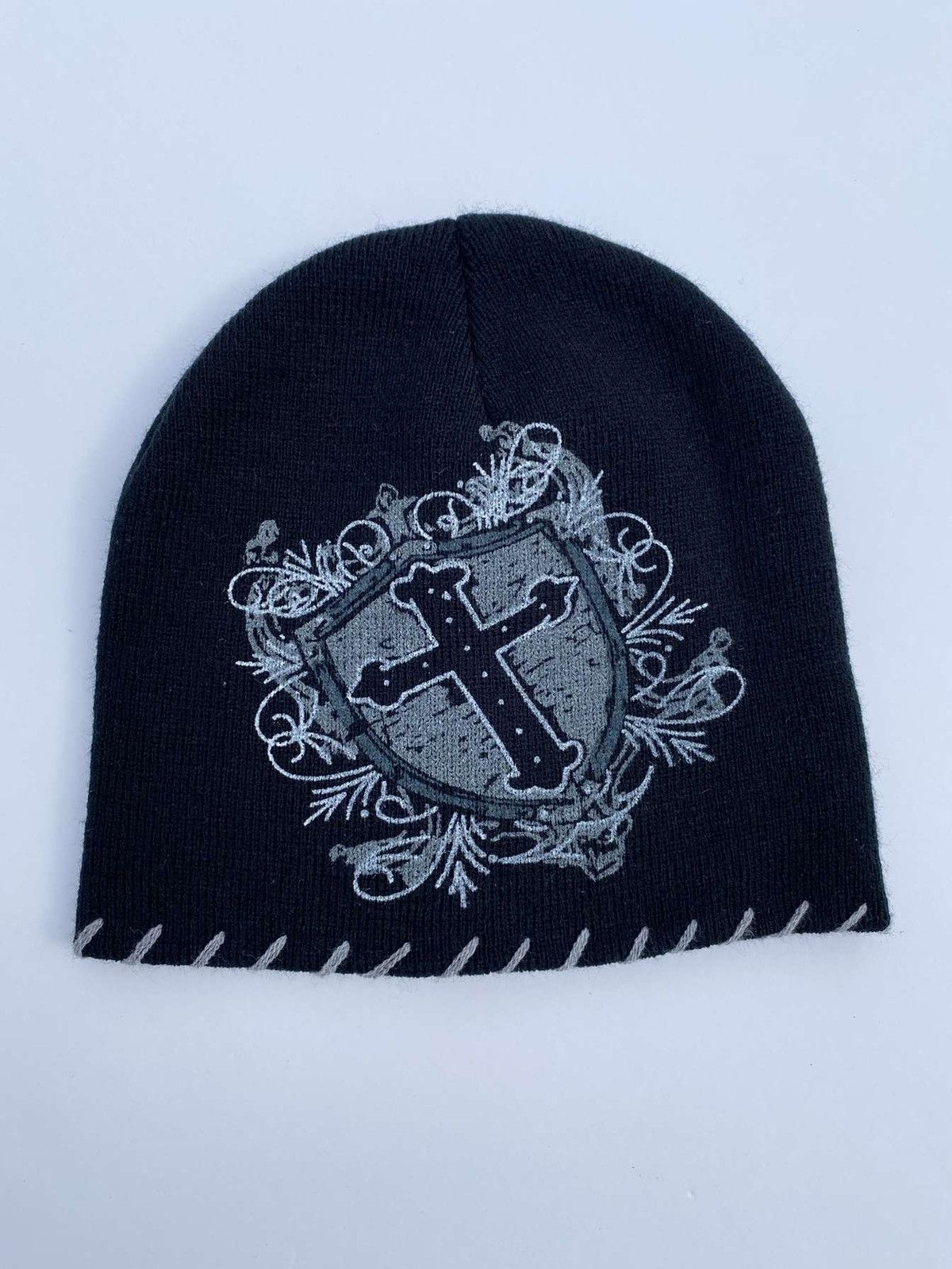 Other Y2K style beanie with cross and stitching #skater #Y2K Size ONE SIZE - 1 Thumbnail
