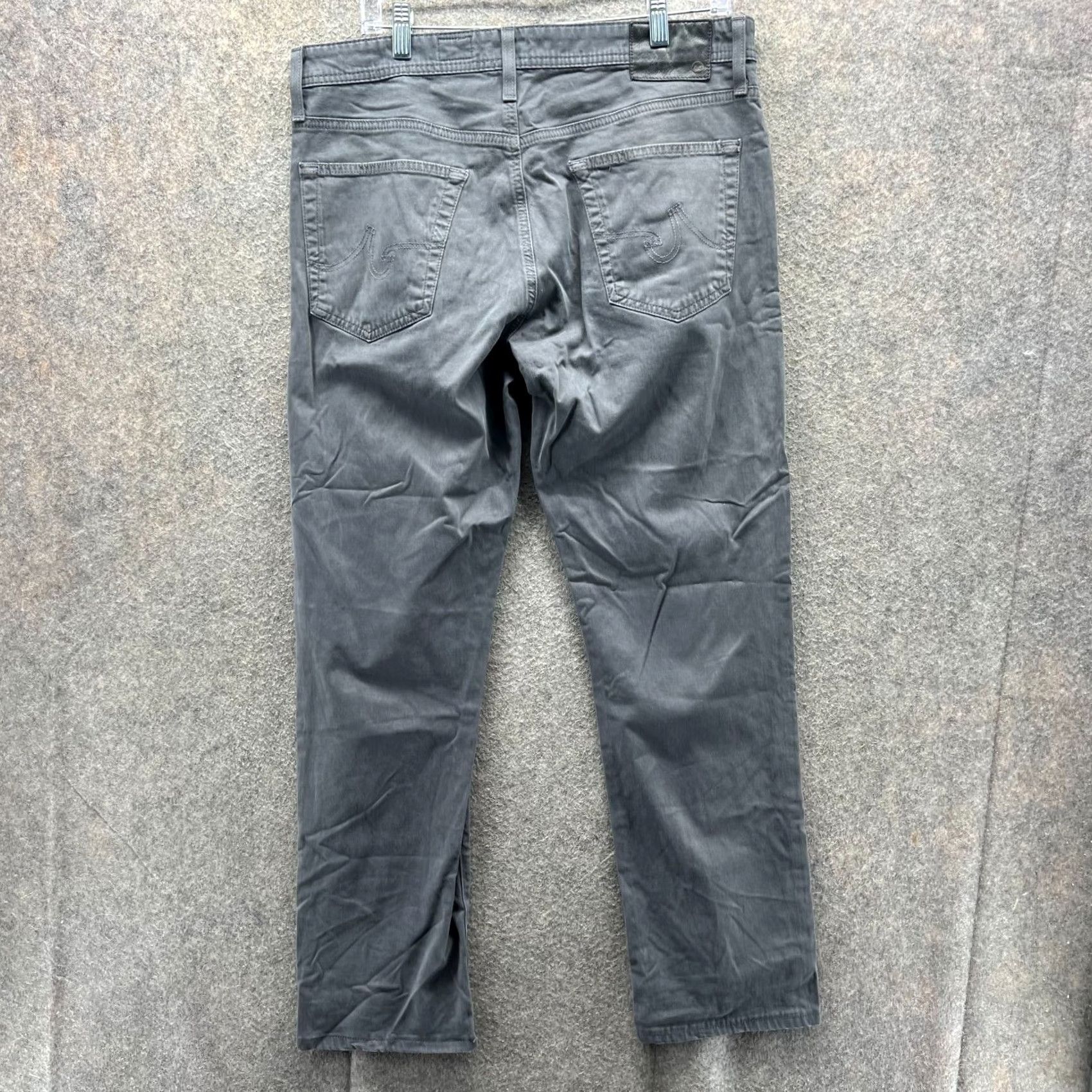 Vintage AG Adriano Goldschmied Pants Mens 34x34 Gray Chino Flat Front Straight Leg Regular Fit 30 Inseam 34 Waist Size US 34 / EU 50 - 2 Thumbnail