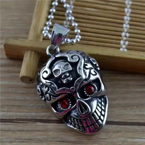 Jewelry Rock Punk Skull Necklace Size ONE SIZE - 4 Thumbnail