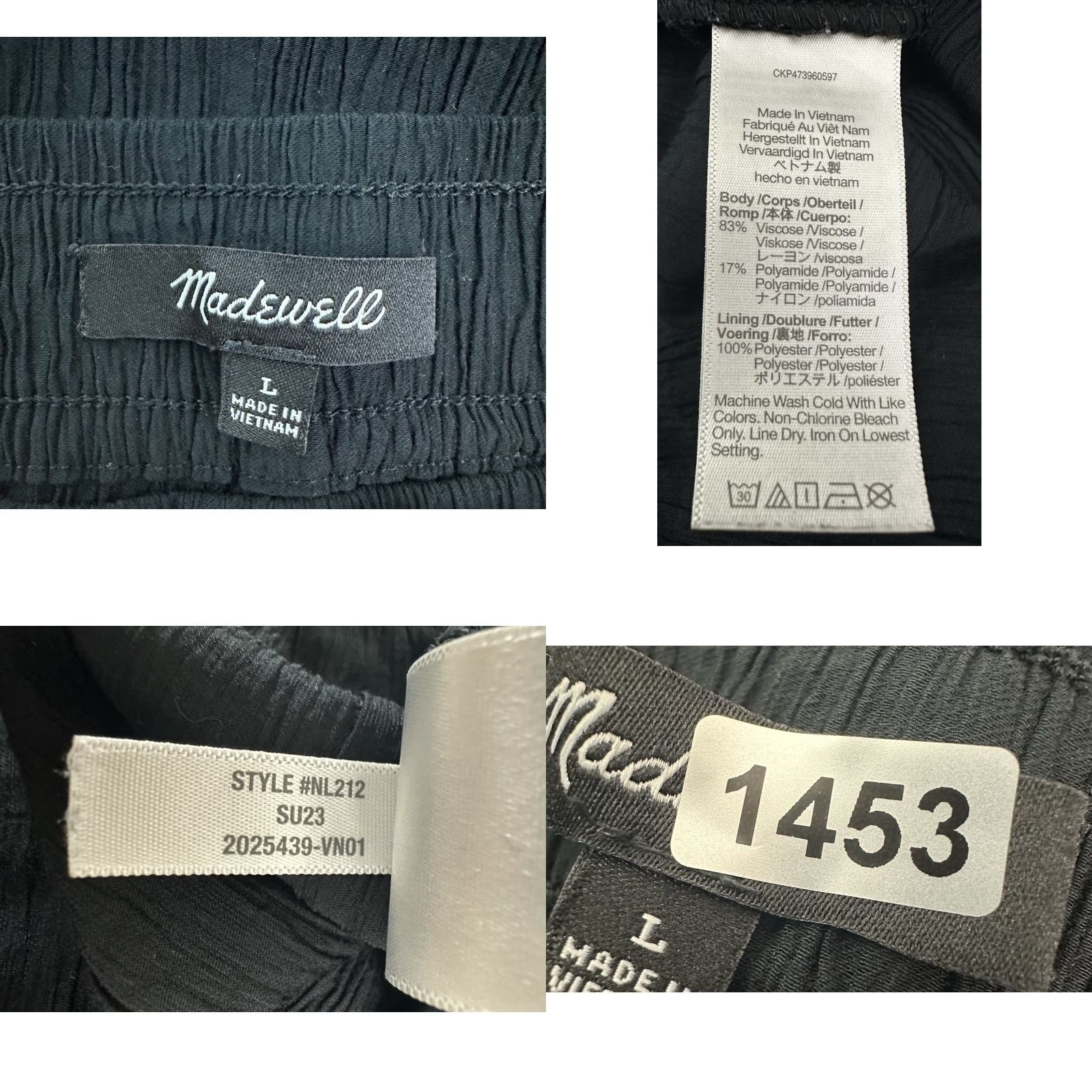 Madewell Madewell Pants Leg Straight Pull-on Elastic Waist Womens Large Black Viscose Dress Pants Casual Minimalist Size 36" / US 14 / IT 50 - 8 Thumbnail