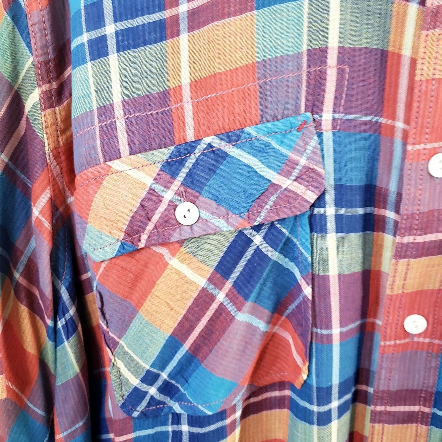 Nautica Nautica Jeans Co. Shirt Mens 2XL Multicolor Plaid Short Sleeve Button-Down 100% Cotton Size US XXL / EU 58 / 5 - 5 Thumbnail