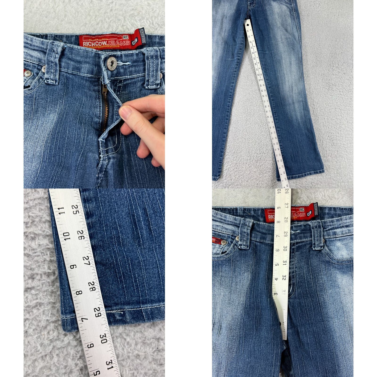 Denime Richcow Jeans Womens Bootcut 7 Blue Denim Mid Rise 5-Pocket Stretch Inseam 29in Size 28" / US 6 / IT 42 - 8 Thumbnail