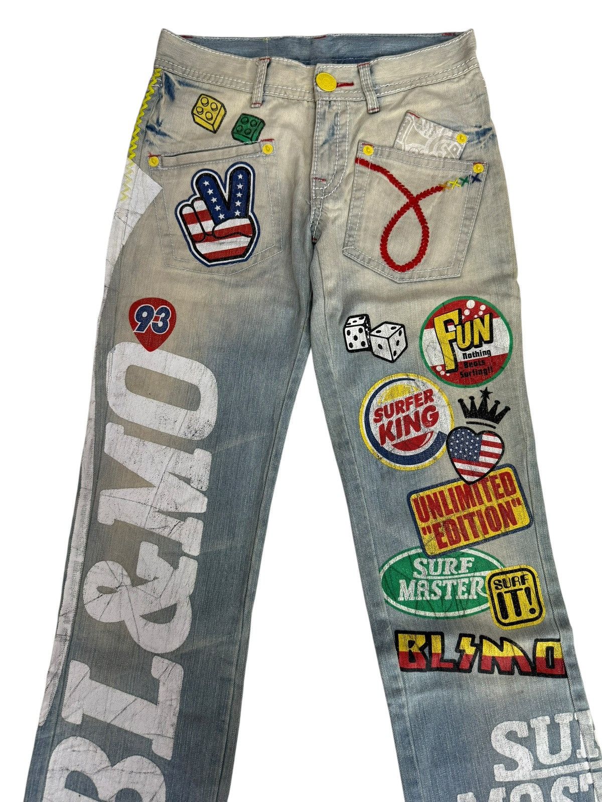 Japanese Brand Y2K Blue Moon Blue Denim Jeans Design Art Hippie Style Size US 28 / EU 44 - 8 Thumbnail