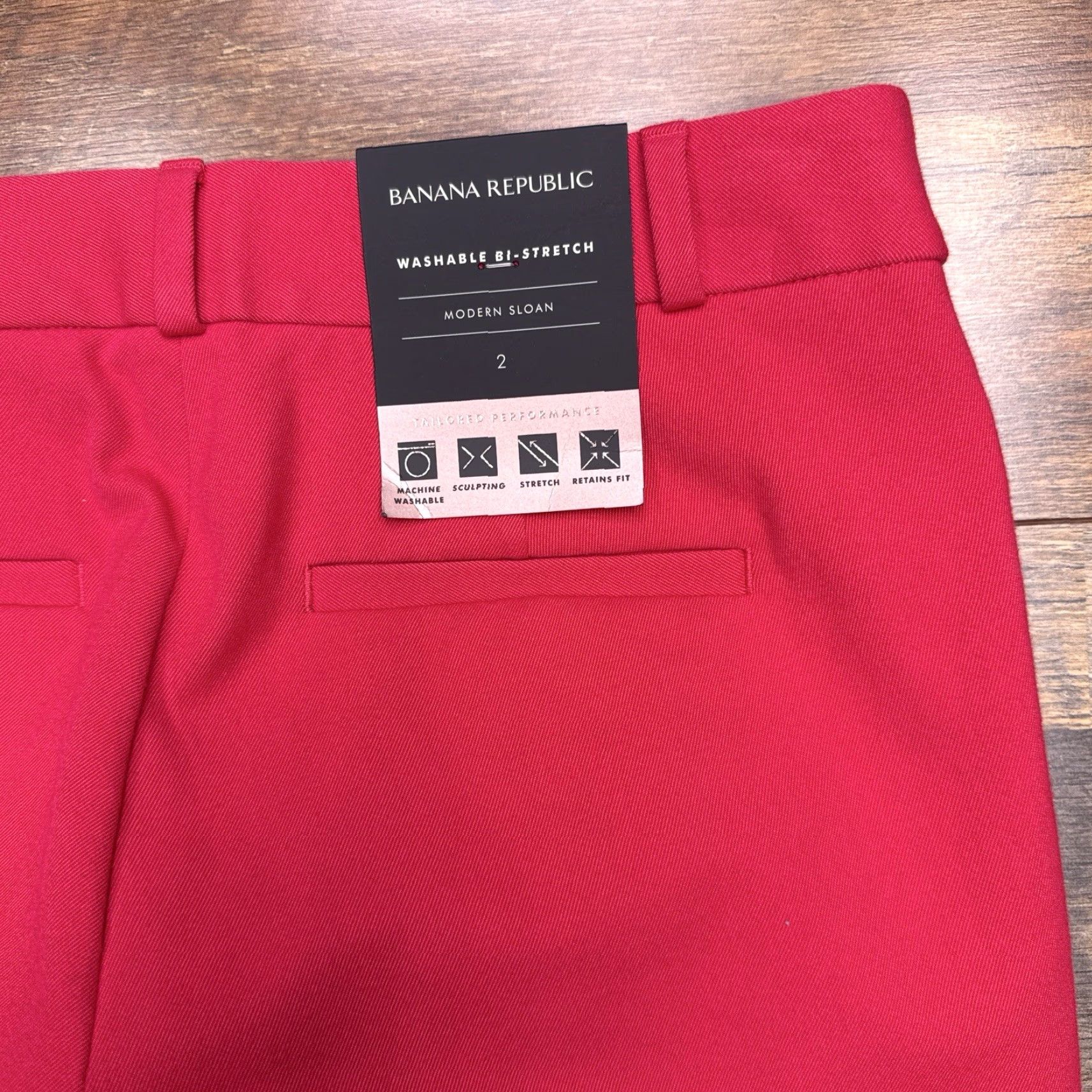 Banana Republic VINTAGE? No. Banana Republic Sloan Pants Womens 2 Red Mid Rise Bi Stretch New Size 26" / US 2 / IT 38 - 2 Thumbnail