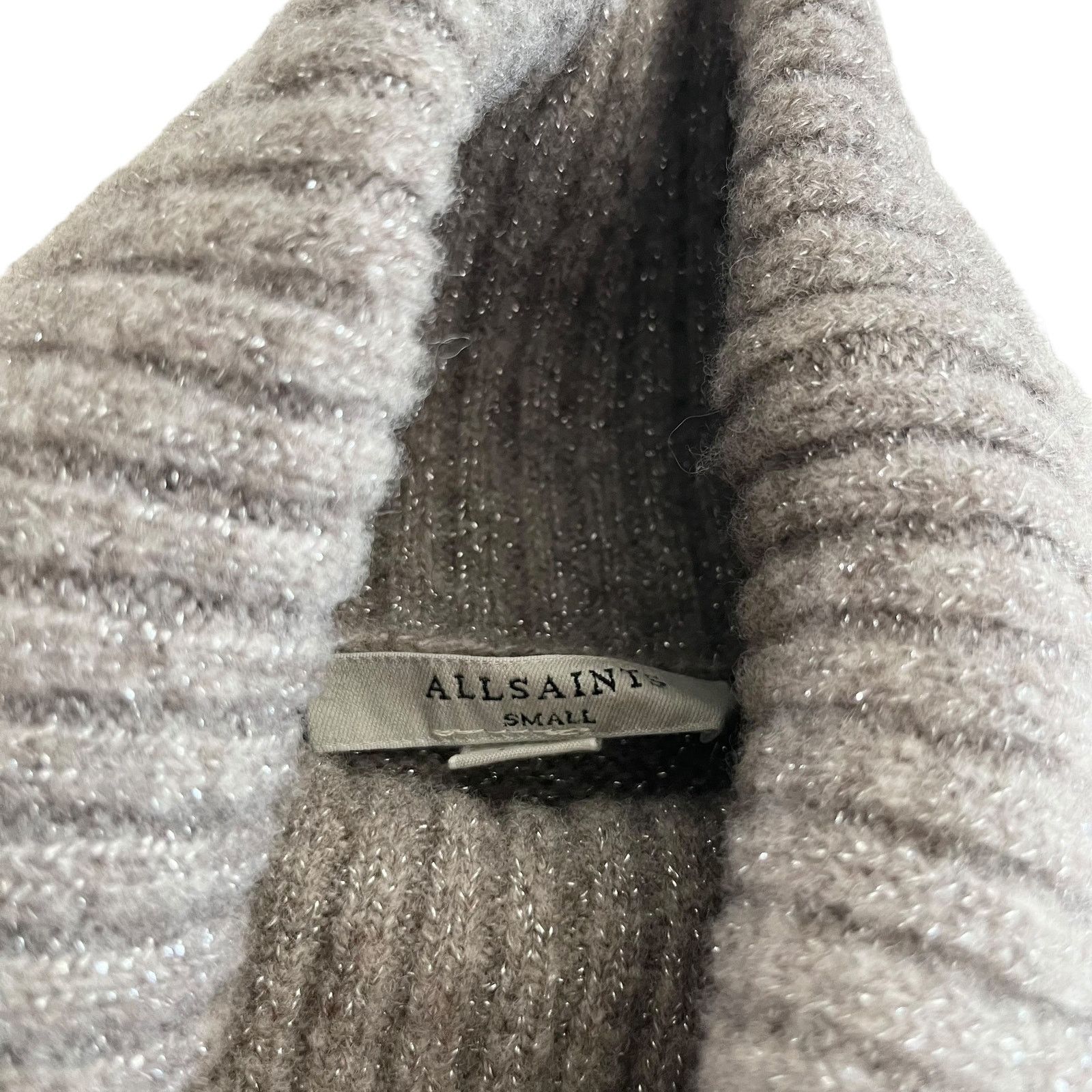 Allsaints All Saints Tan Silver Metallic Thread Oversized Sweater Size S / US 4 / IT 40 - 6 Thumbnail