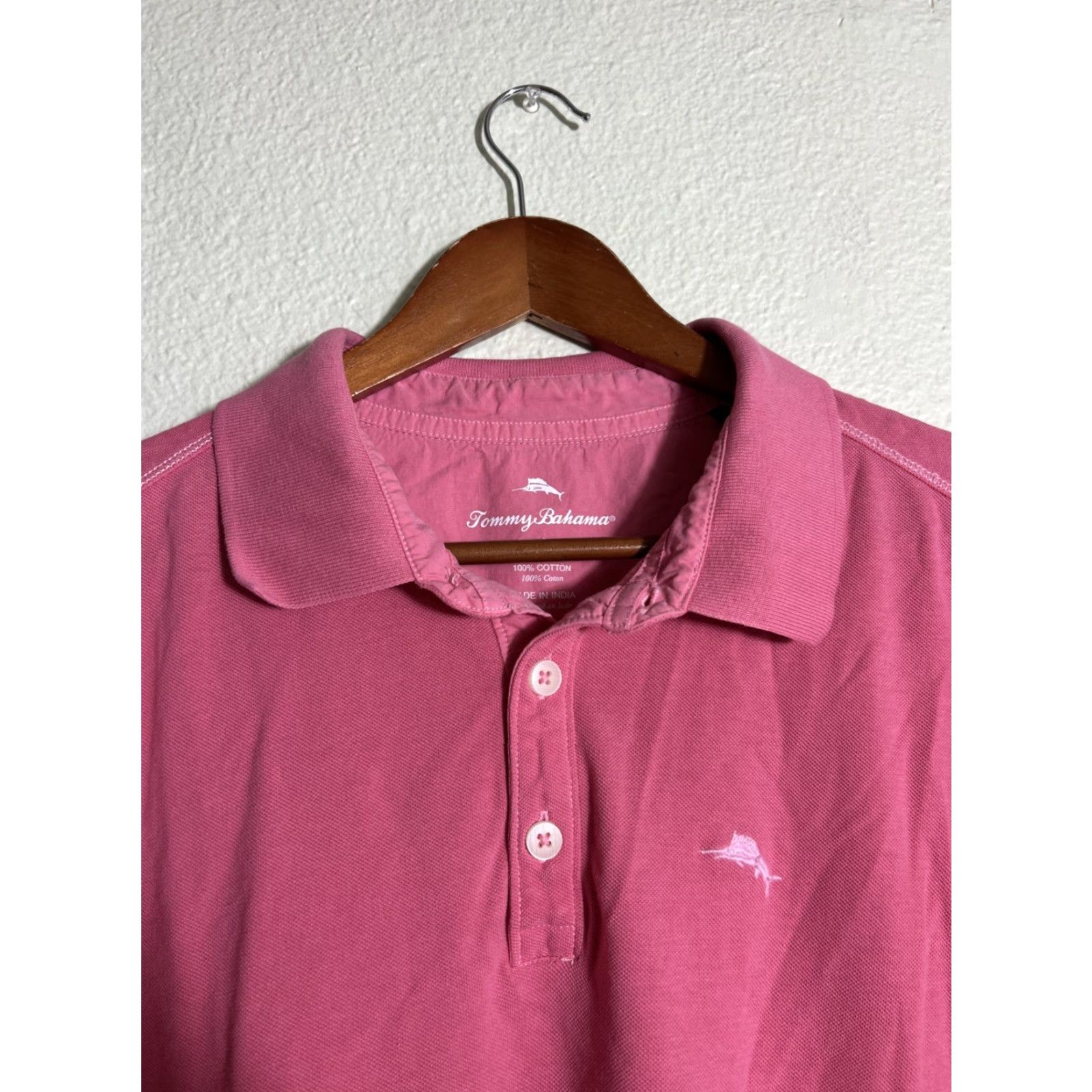 Tommy Bahama Tommy Bahama Polo Shirt Mens XL Short Sleeve Salmon Pink Cotton Stains Size US XL / EU 56 / 4 - 3 Thumbnail