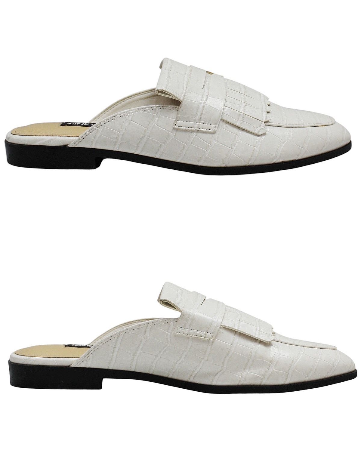 Designer 2010S NINE WEST WHITE CROCO FRINGE MULES Size US 5 / IT 35 - 1 Thumbnail