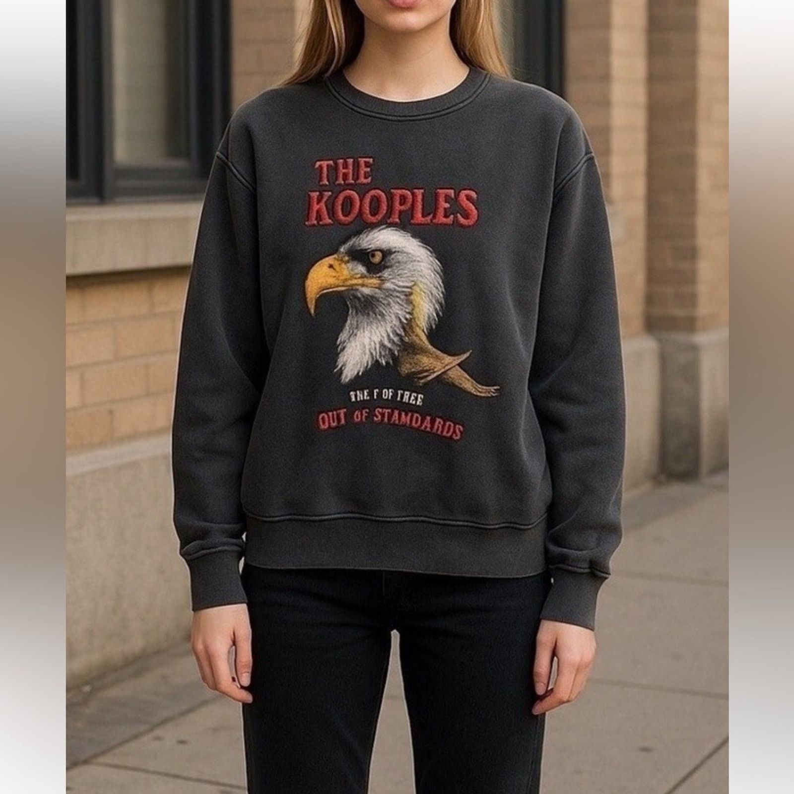 The Kooples The Kooples‎ Eagle Vintage Wash Sweat Shirt Size XL Size L / US 10 / IT 46 - 1 Thumbnail