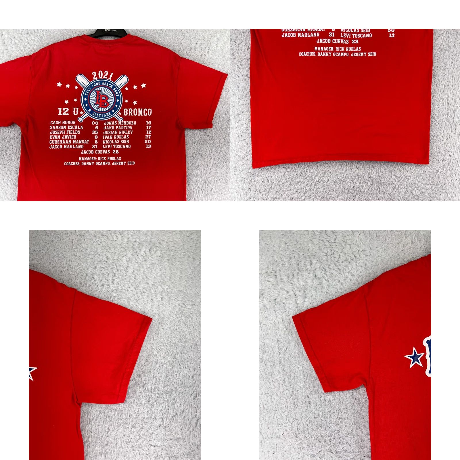 Gildan Beach All Stars Shirt Mens Medium Red East Long Beach Pony 2021 Baseball Crew Size US M / EU 48-50 / 2 - 8 Thumbnail
