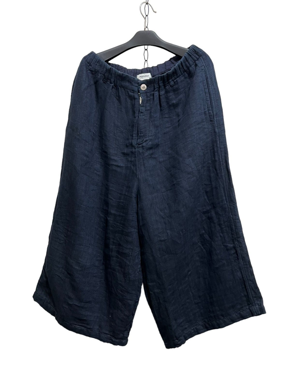 image of Archival Clothing x Issey Miyake Plantation Baker Wide Pants By Issey Miyake in Dark Navy (Size 30)