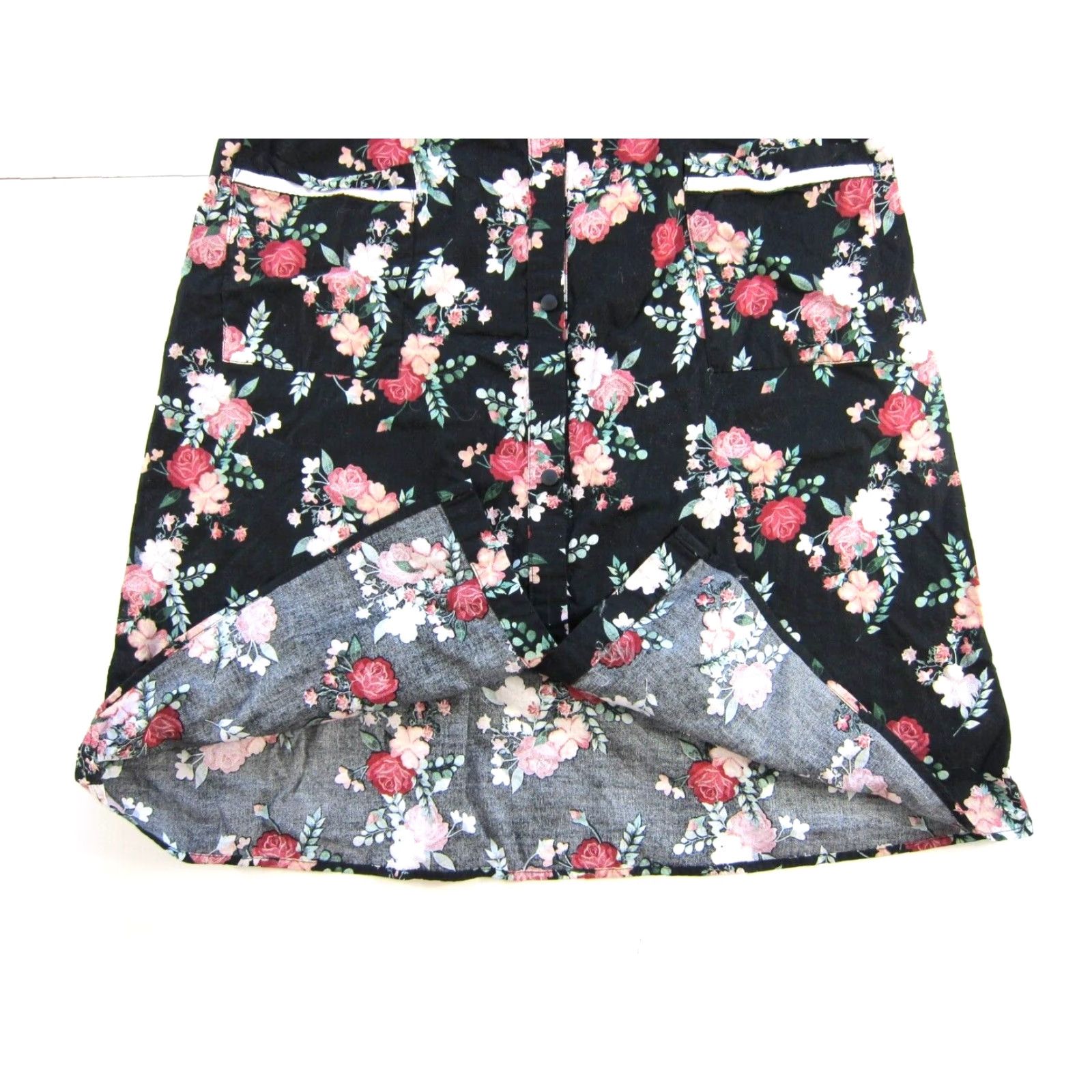 Pinko Yozly Cotton Stretch Black Pink Floral Bird Button Down Pocket House Dress Small Size S / US 4 / IT 40 - 7 Thumbnail