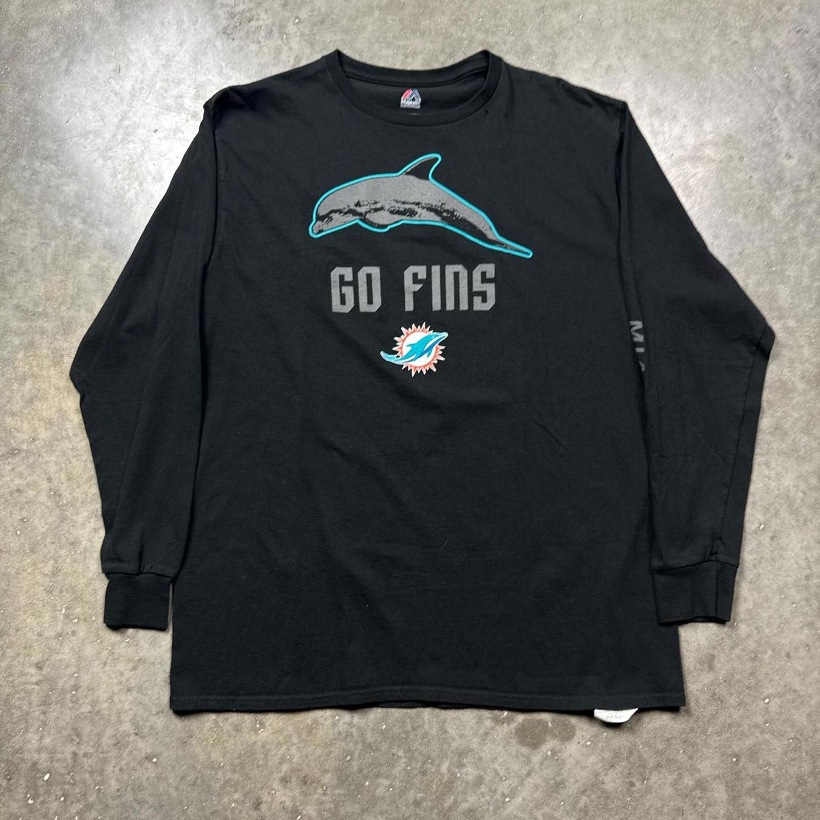 Other Majestic NFL Miami Dolphins “Go Fins” Long Sleeve T-Shirt Size US XL / EU 56 / 4 - 1 Thumbnail