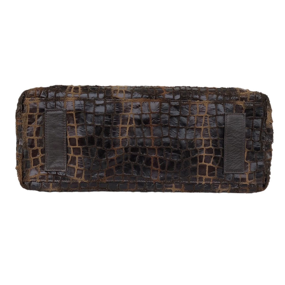 Japanese Brand 4-Session Crocodile Pattern Leather BrownTote Bag Made in 🇯🇵 Size ONE SIZE - 11 Thumbnail