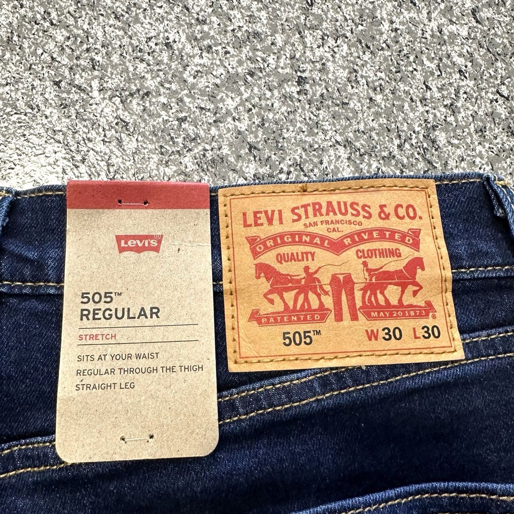 Levi's Levi's Jeans 505 Regular Straight Dark Wash 30x30 Mens Jeans Stretch Denim Blue Cotton Polyester Spandex 5-Pocket Mens Size US 30 / EU 46 - 5 Thumbnail