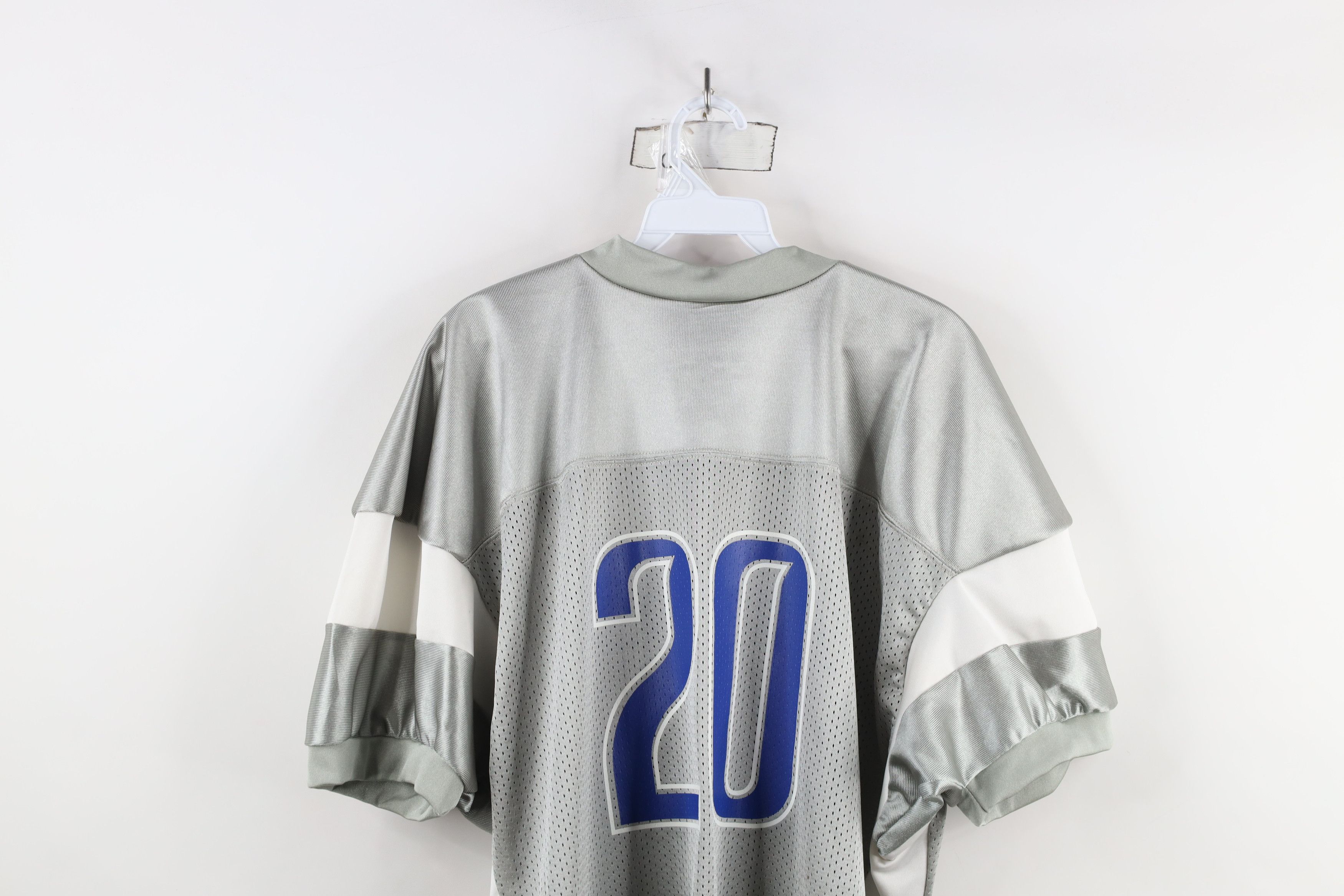 Vintage Vintage 90s Sanders Detroit Lions Football Jersey Silver #20 Size US XL / EU 56 / 4 - 13 Thumbnail