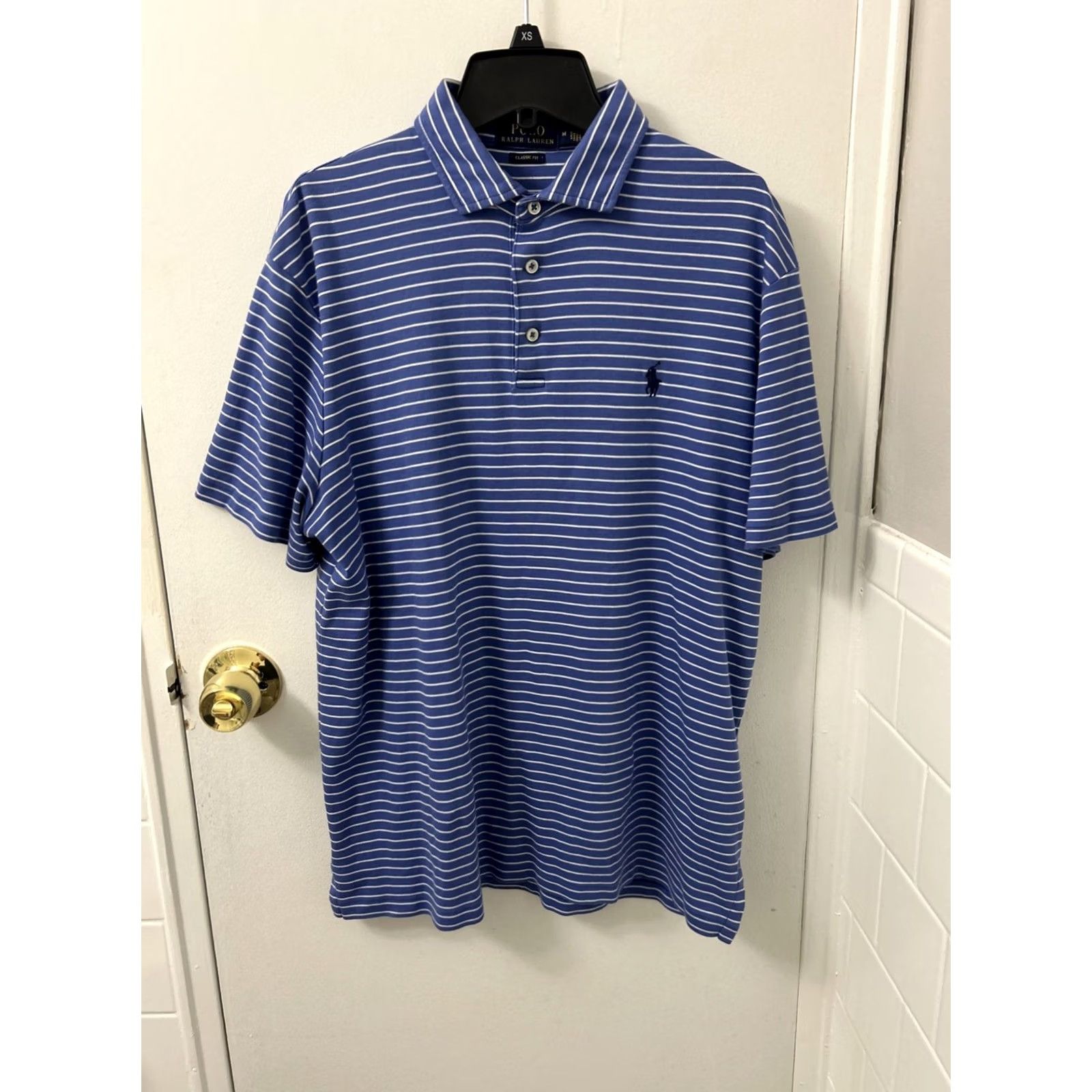 Ralph Lauren VINTAGE Polo Ralph Lauren Shirt Mens M Striped Blue White Short Sleeve Polo Classic Fit Size US M / EU 48-50 / 2 - 2 Thumbnail