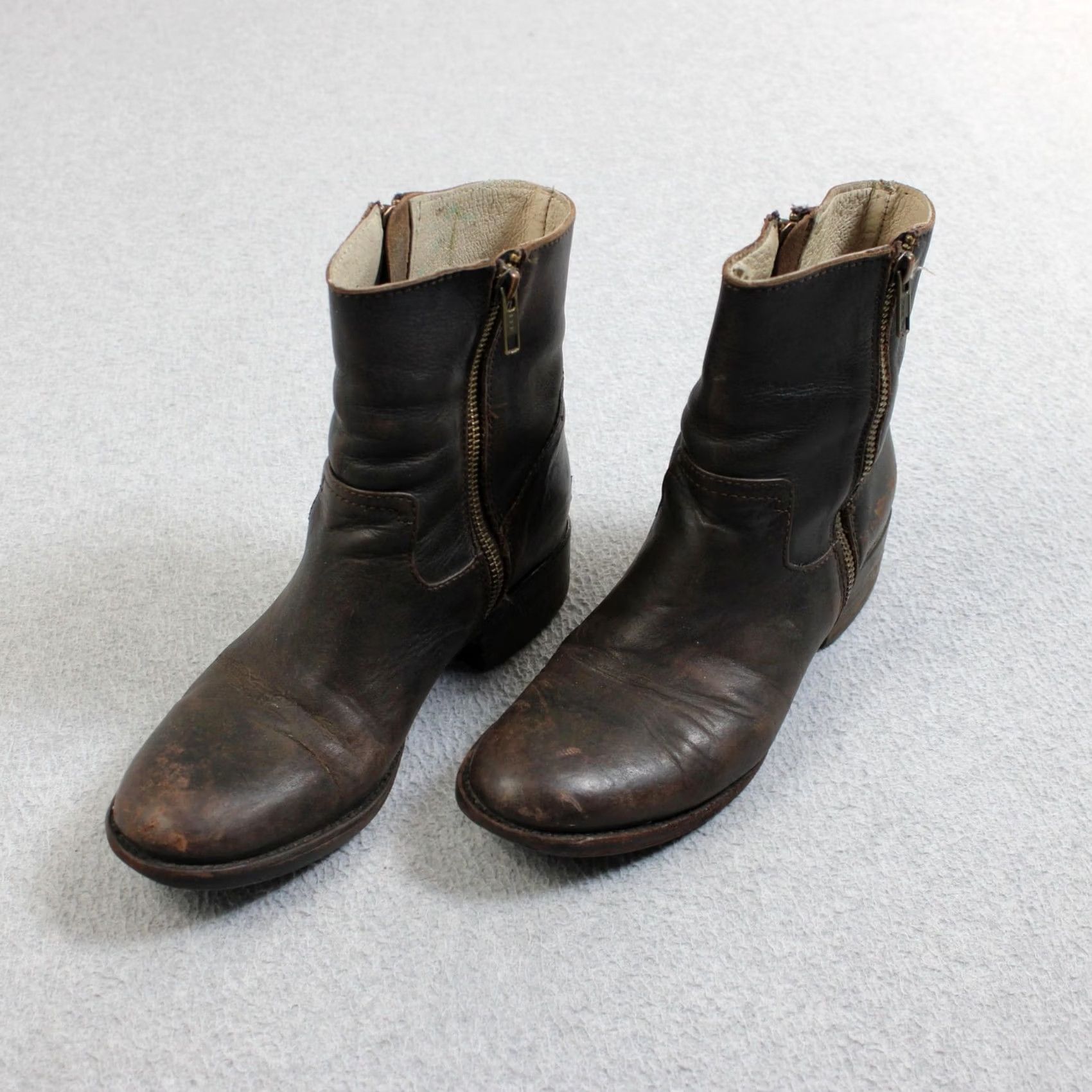 Frye Frye Brown Leather Ankle Zip Bootie Boho Style Womens 7 US Size Size US 7 / IT 37 - 5 Thumbnail