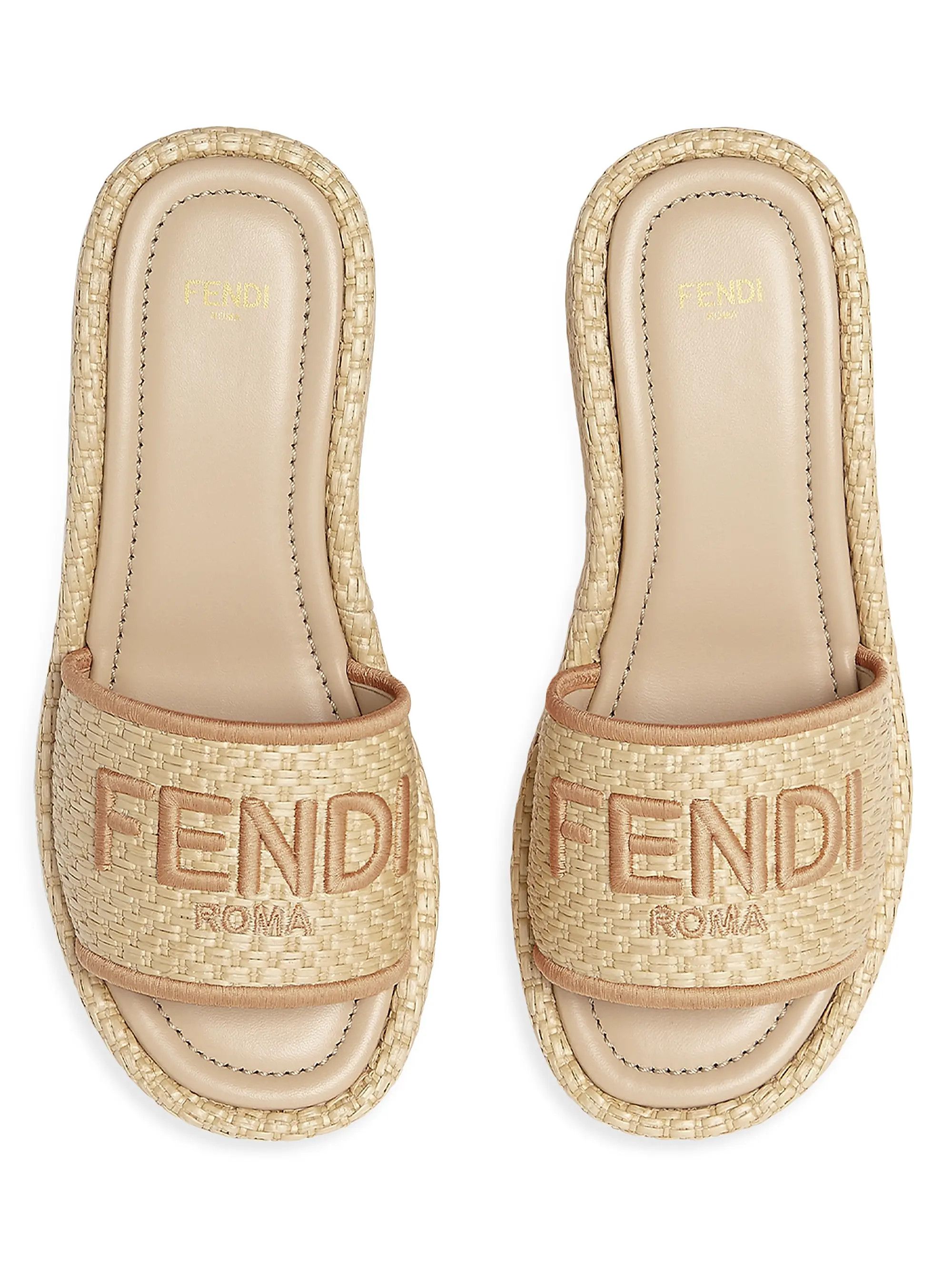 Fendi o1s1wg110426 Sunshine Flatform Slides in Beige Size US 8 / IT 38 - 4 Thumbnail