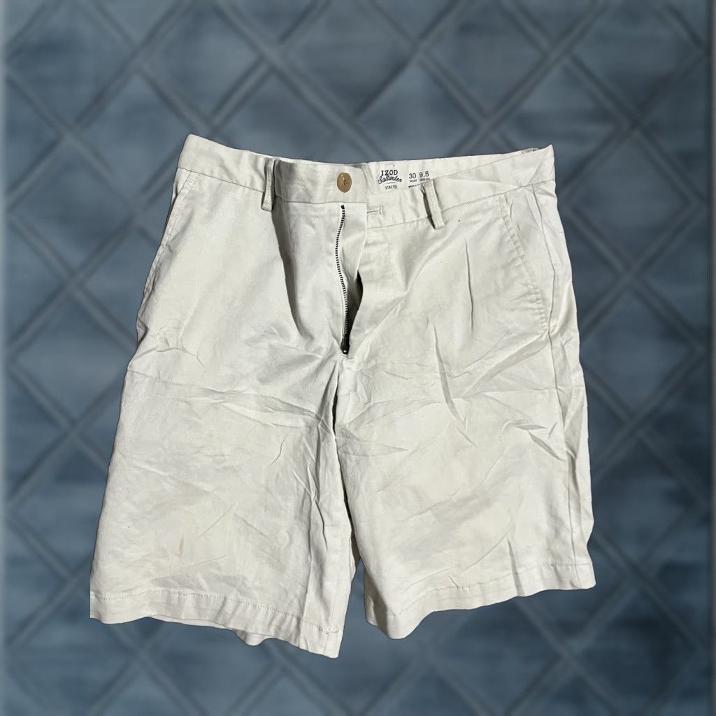 Izod IZOD Short Mens Ivory Beige Saltwater Flat Front Chino Size 30 Inseam 9.5" Solid Size US 30 / EU 46 - 1 Thumbnail
