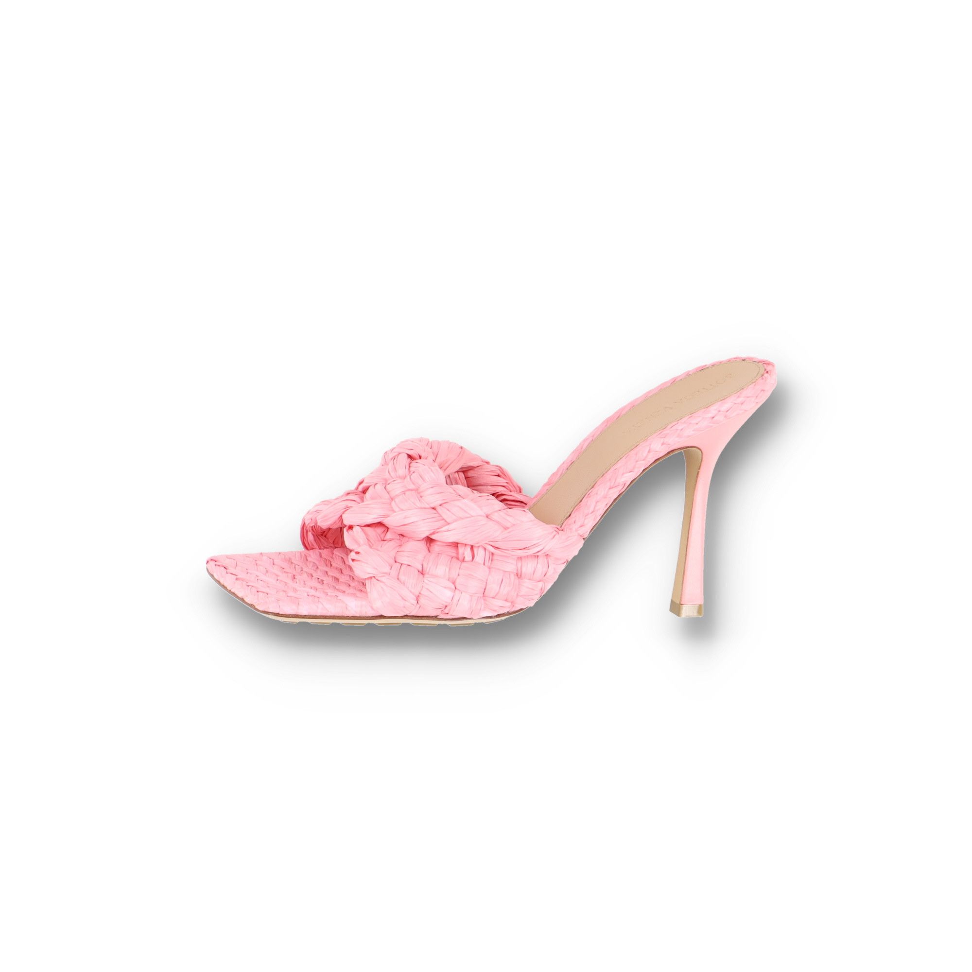 Bottega Veneta Pink Stretch Intrecciato Raffia Mules Size US 10 / IT 40 - 1 Thumbnail