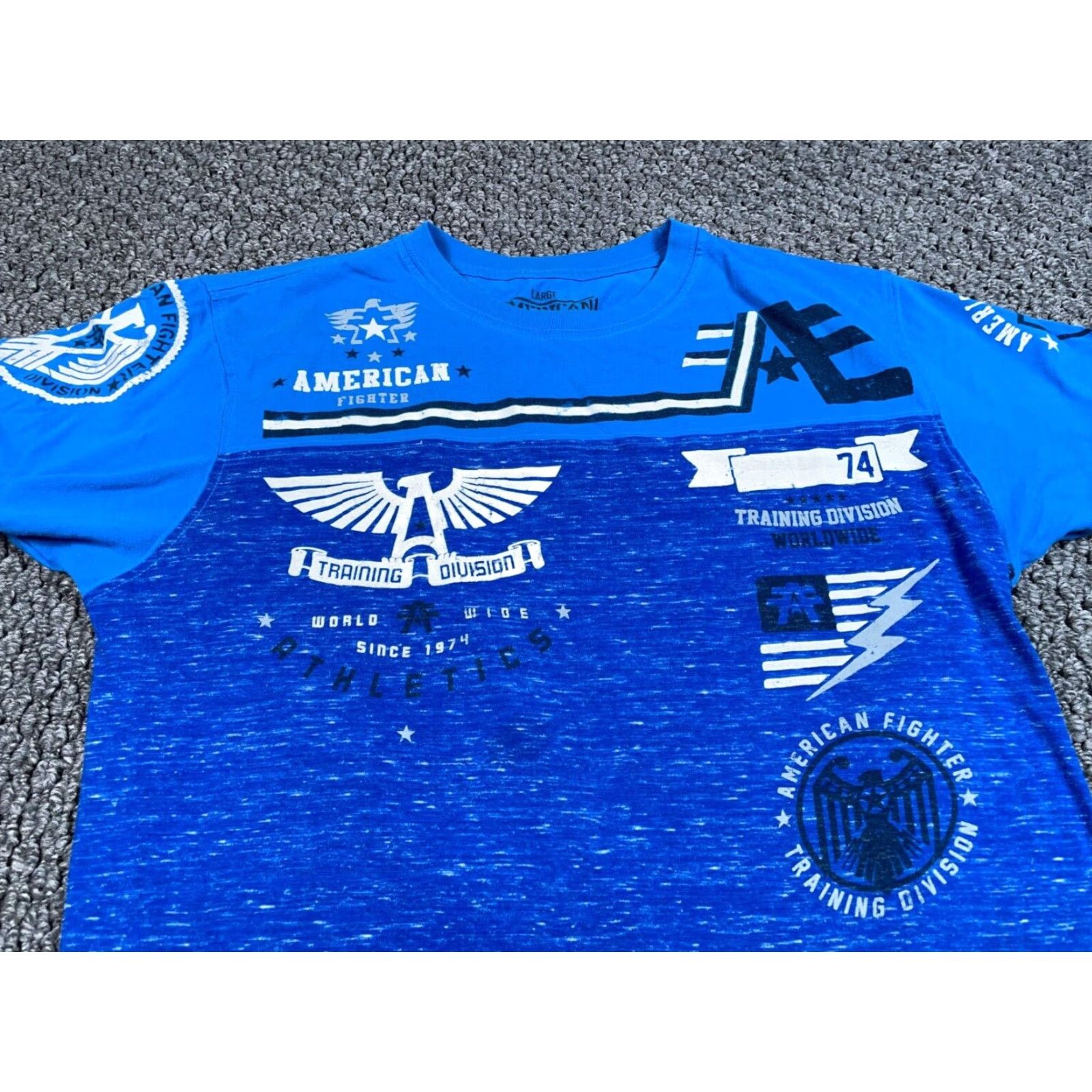 Vintage Affliction American Fighter T-Shirt Adult Large Blue Print Marled MMA Y2K Style Size US L / EU 52-54 / 3 - 7 Thumbnail