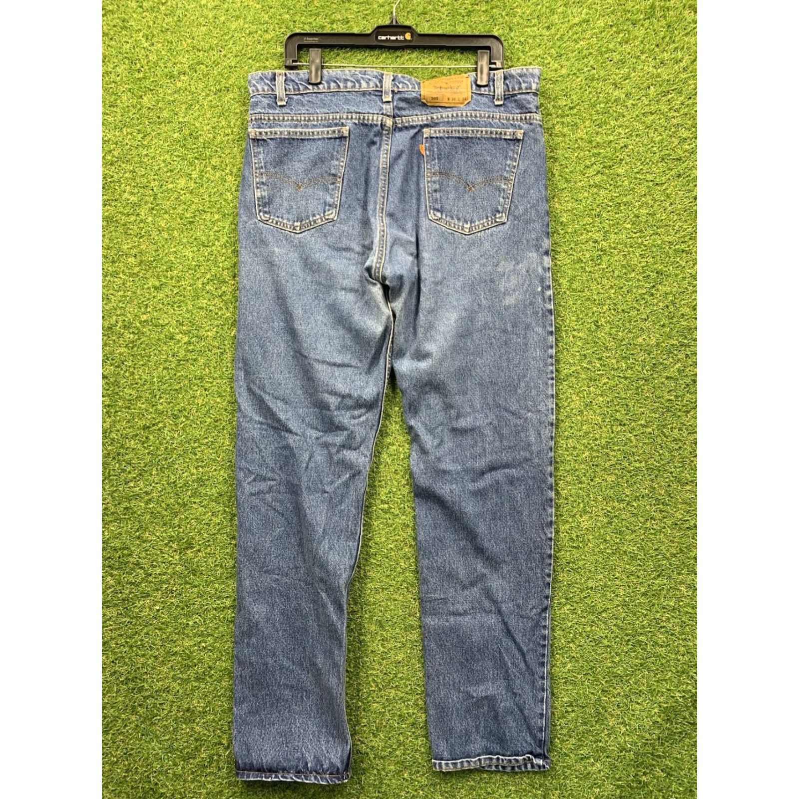 Levi's VINTAGE Levi's 505 Jeans Mens Regular Straight Orange Tab Whiskered 38x31 Blue 5-Pocket USA 90s Western Mens Size US 38 / EU 54 - 2 Thumbnail