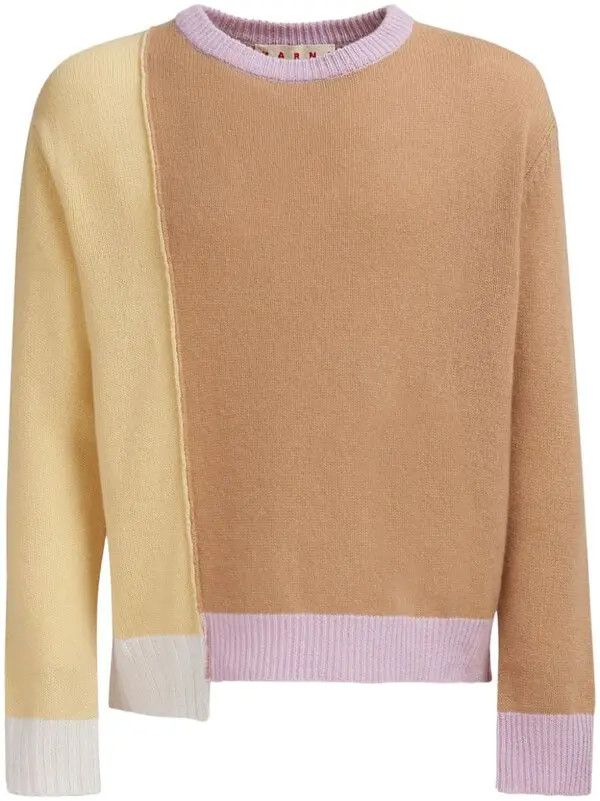 Marni o1w1db11125 Colour Block Cashmere Jumper in Brown/Beige Size US XL / EU 56 / 4 - 1 Thumbnail