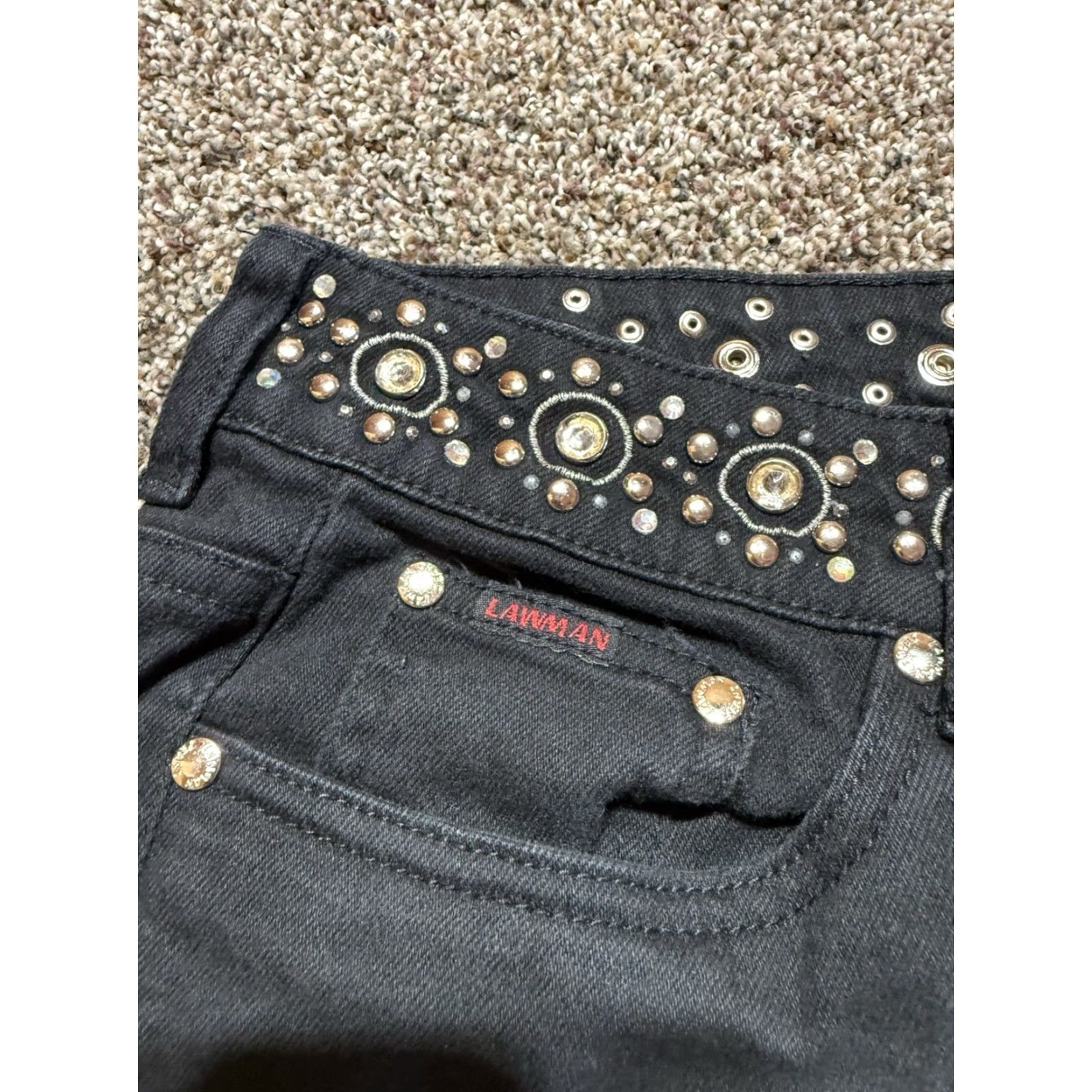 Vintage Lawman Jeans Women's Black Denim High Rise Bootcut Size 13 - 13 Denim Cotton Cowgirl Mom Style Boots Girls Mens? Size 34" / US 12 / IT 48 - 3 Thumbnail