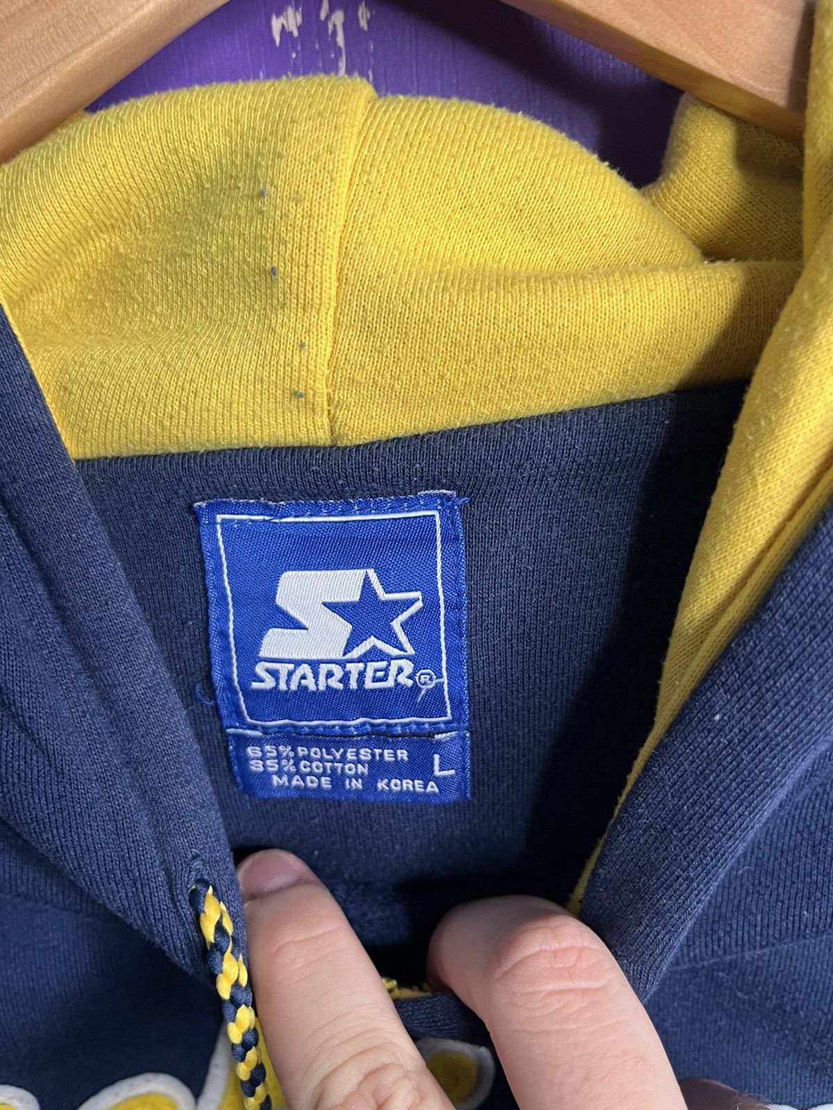 Starter × Vintage Vintage 90s Starter Michigan wolverines script logo hoodie Size US L / EU 52-54 / 3 - 4 Thumbnail