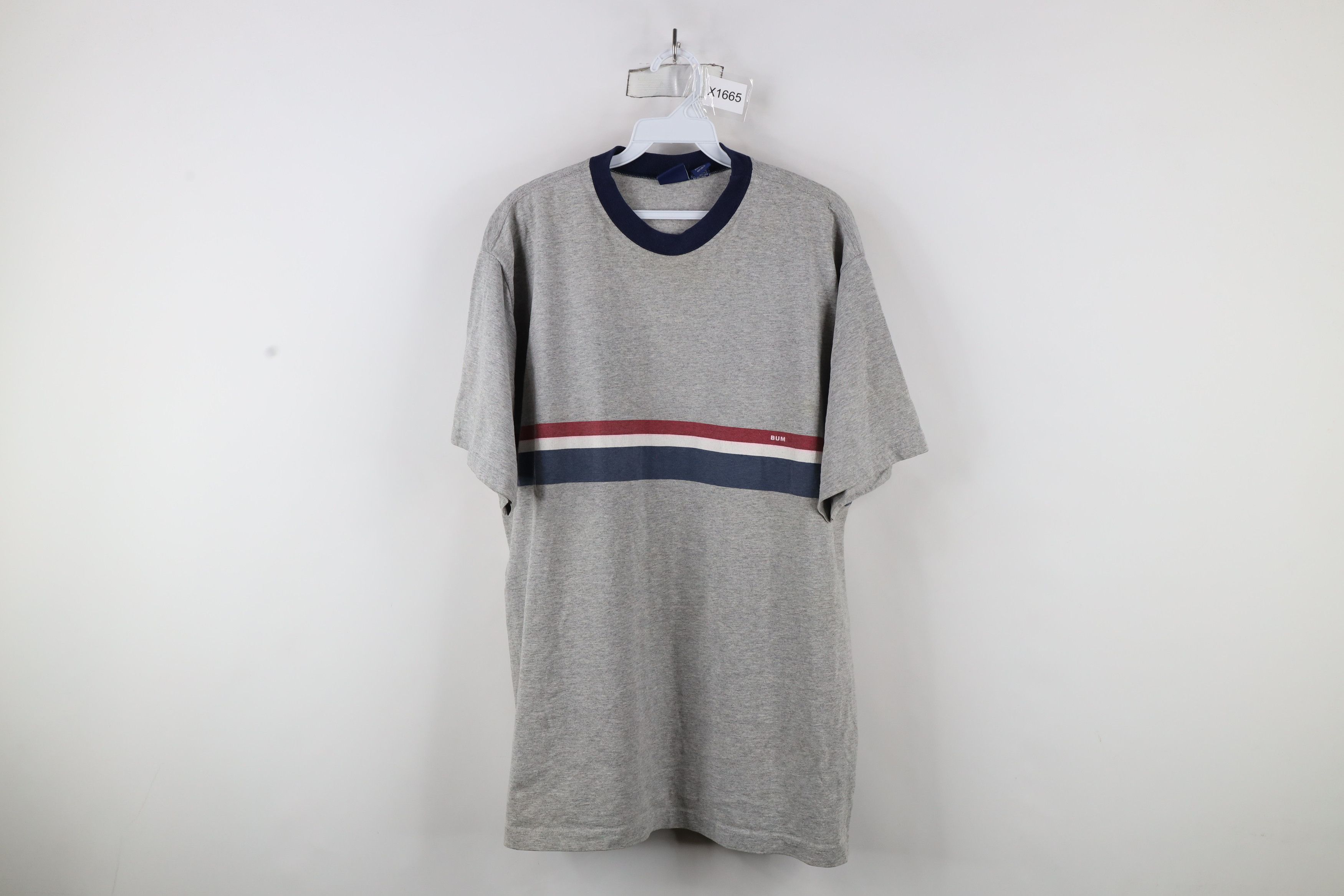 Vintage Vintage 90s Bum Equipment Spell Striped Short Sleeve T-Shirt Size US XL / EU 56 / 4 - 1 Thumbnail